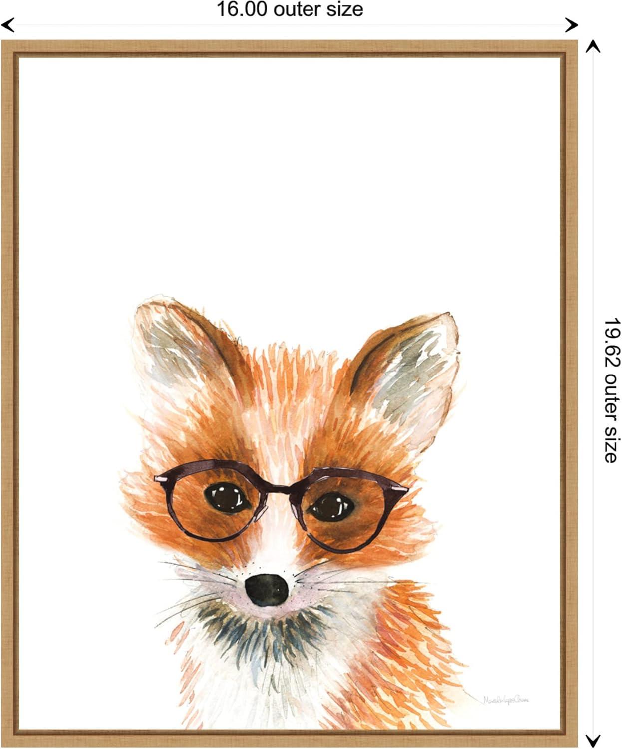 16"x20" Fox in Glasses Artwork by Mercedes Lopez Charro: Vertical Lithograph, Amanti Art