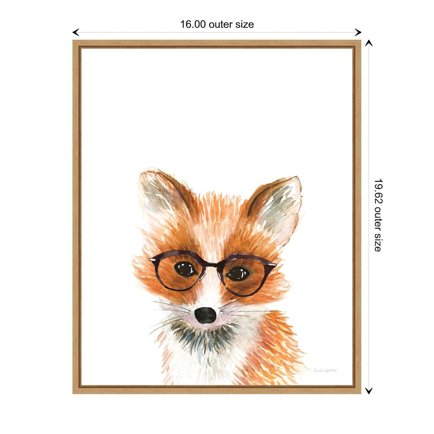 16"x20" Fox in Glasses Artwork by Mercedes Lopez Charro: Vertical Lithograph, Amanti Art