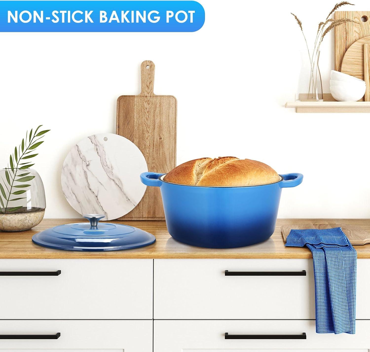 SPECIALTY FLOORING INC Dutch Oven,Enameled Cast Iron Dutch Oven Cooking Pot With Lid & Dual Handles, For Bread Baking Braising Stewing, Heavy Duty & Non Stick, Oven & All Stovetops Safe