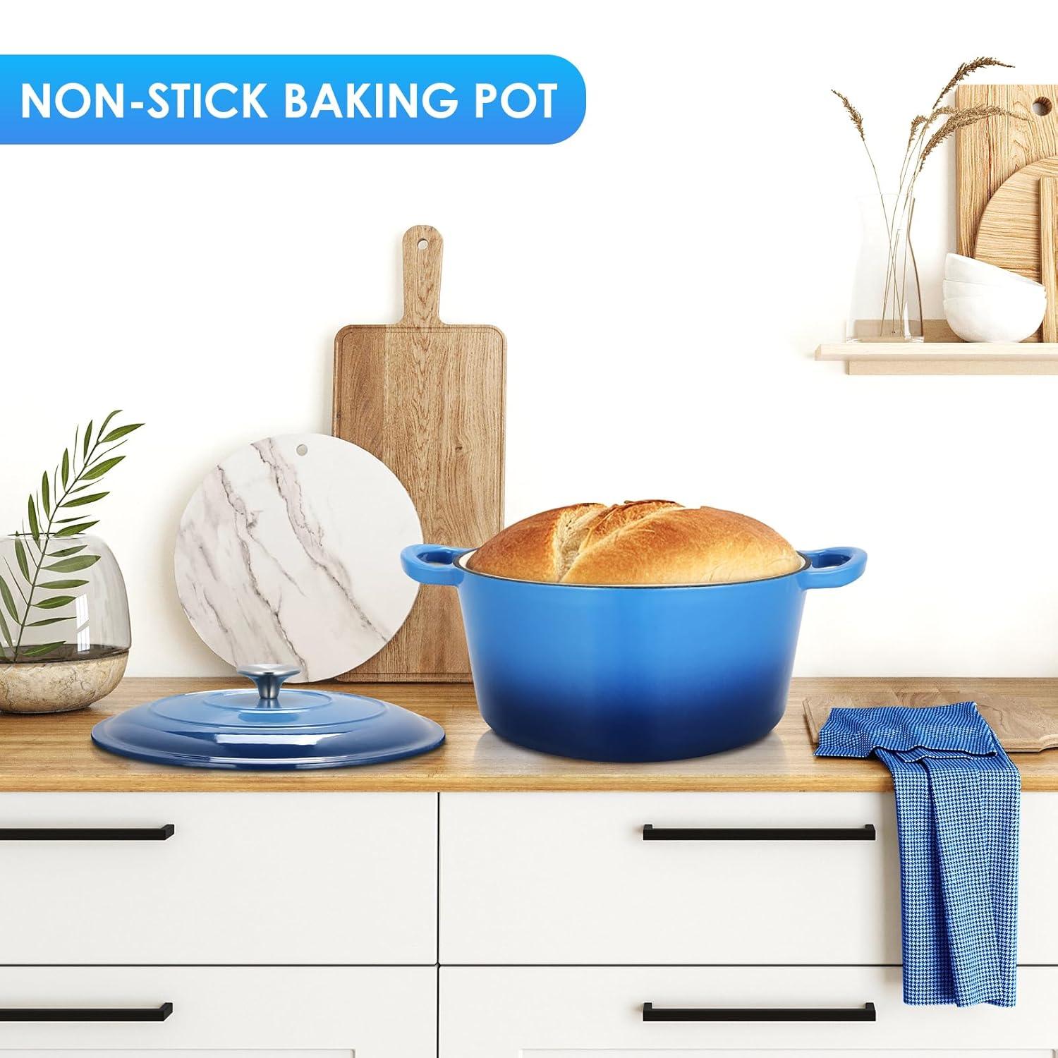 SPECIALTY FLOORING INC Dutch Oven,Enameled Cast Iron Dutch Oven Cooking Pot With Lid & Dual Handles, For Bread Baking Braising Stewing, Heavy Duty & Non Stick, Oven & All Stovetops Safe