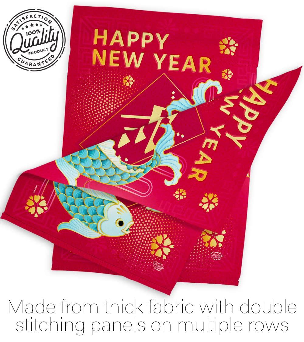 Spring Chinese New Year Garden Flag Home Decor Banner Wall Art Patio Lawn Front Porch Room Small Outdoor Tapestry Yard Sign Lunar New Year Gifts Chinese Decorations Made in USA