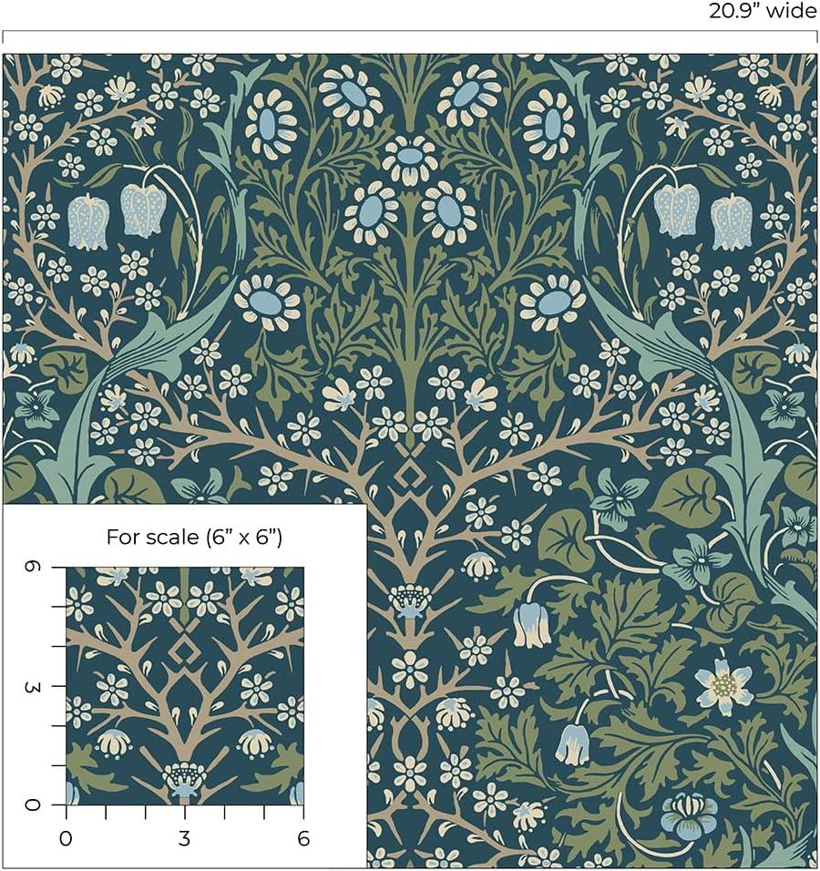 NextWall Victorian Garden Peel and Stick Wallpaper: Removable Vinyl, Vintage Floral, Botanical Matte Finish, 31.35 Sq Ft Coverage