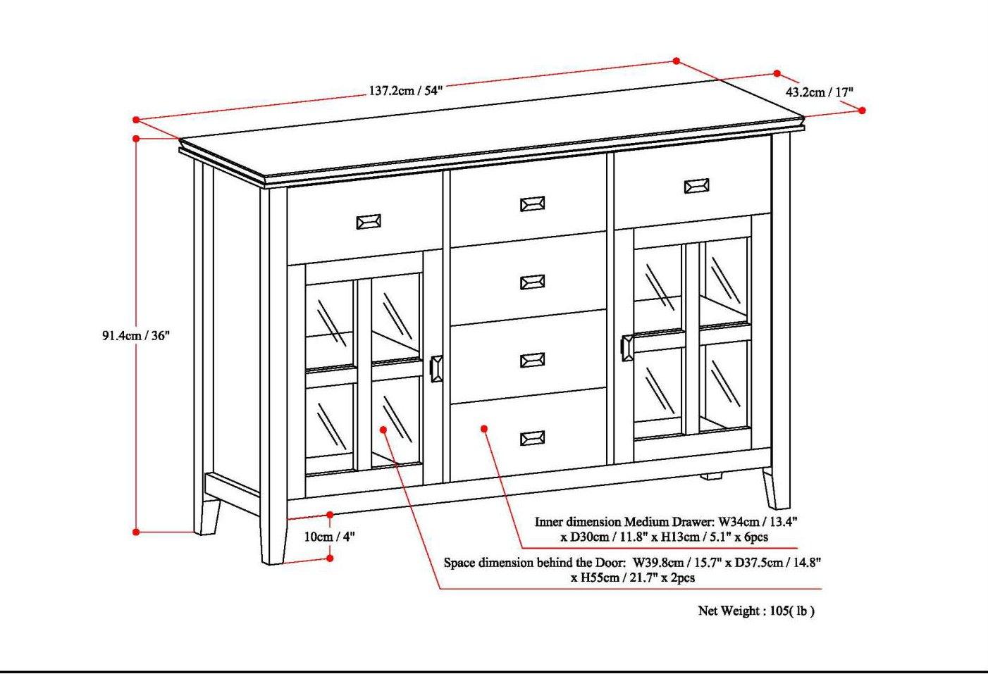 Simpli Home Artisan Solid Wood Sideboard Buffet In Distressed Grey