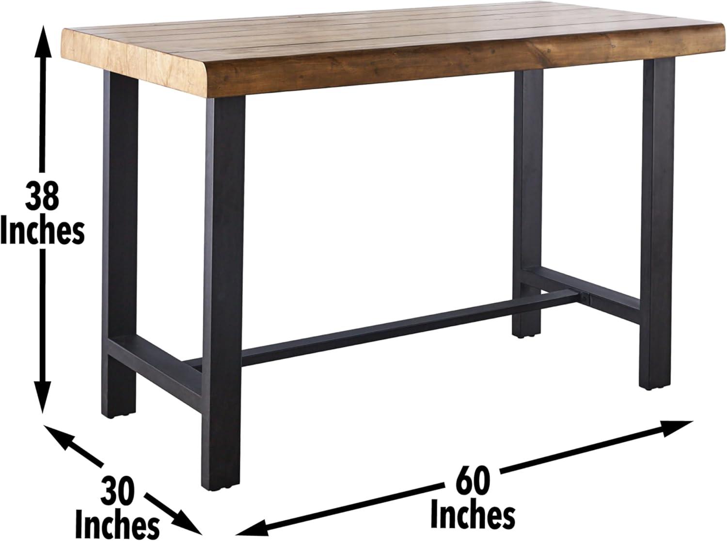 Landon 63" Natural Honey Birch Counter Table with Iron Base