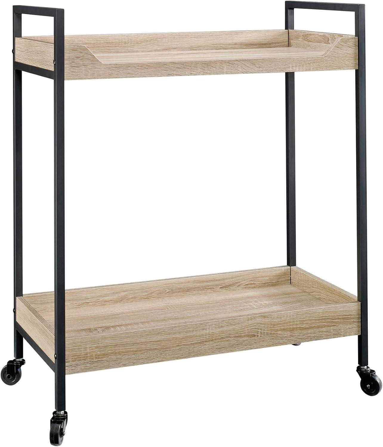 Charter Oak Industrial Rolling Bar Cart with Dual Shelves