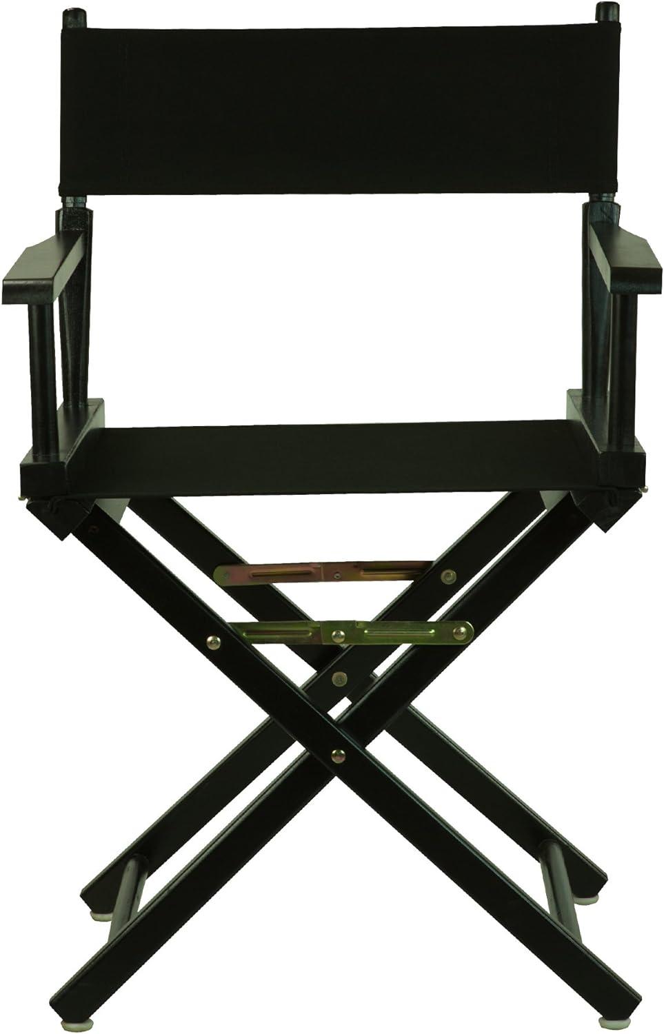 Black Solid Wood Director's Chair with Canvas Seat