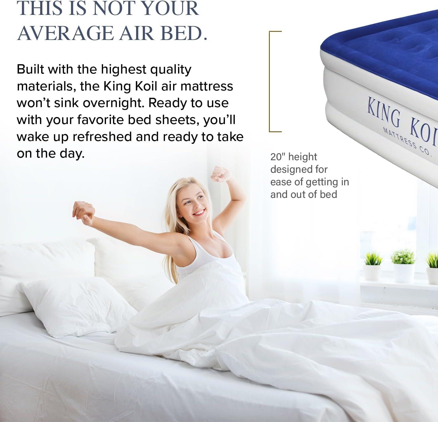 King Koil Full Size Raised Air Mattress with Built-in Pump