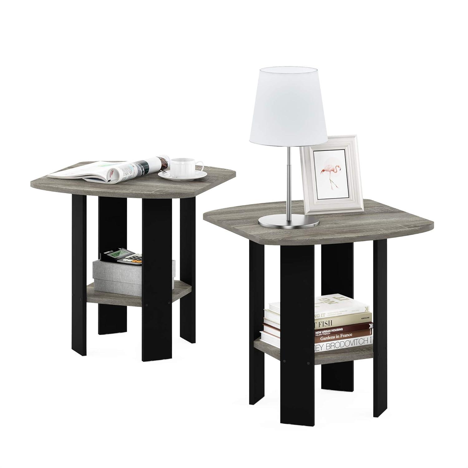 Furinno Simple Design End/Side Table, French Oak Grey, Set of 2