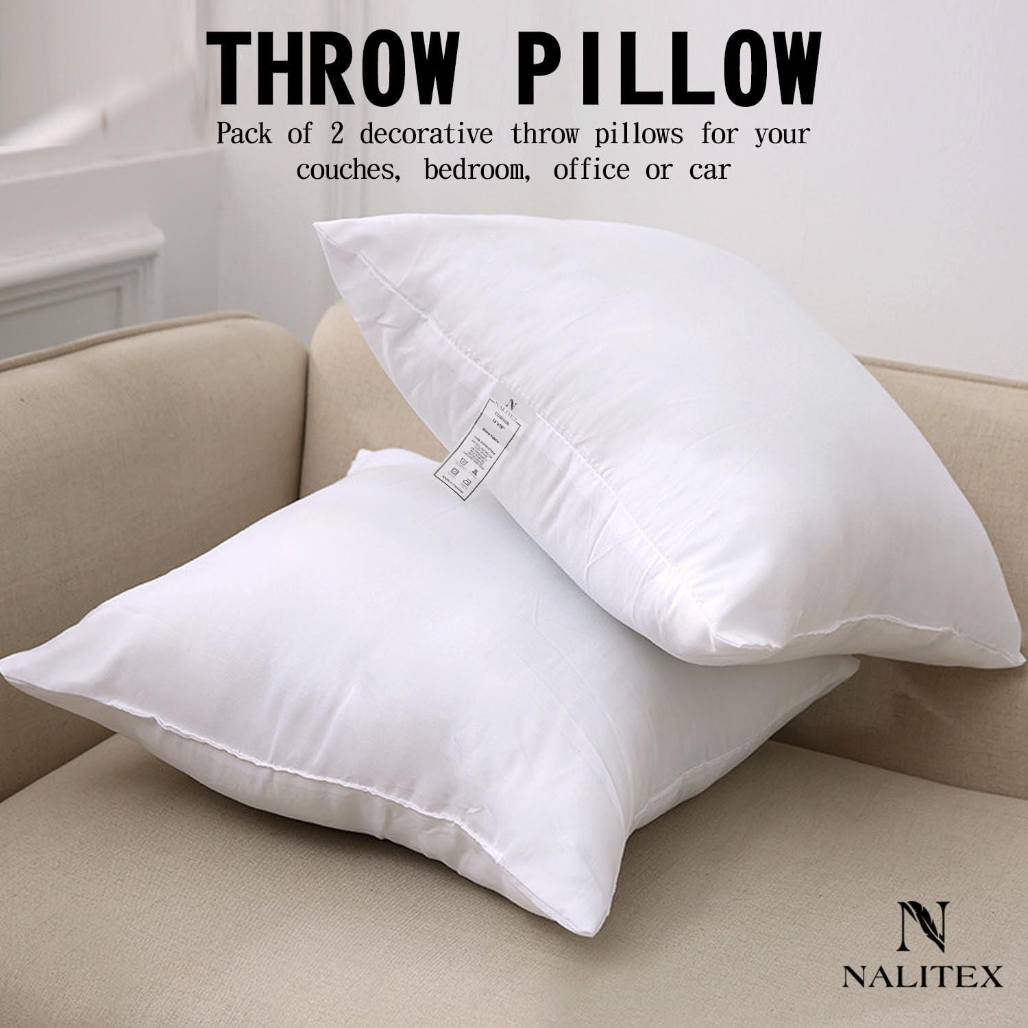 THROW PILLOW, SOFA PILLOW, OUT DOOR PILLOW, COUCH PILLOW, BEDDING PILLOW Inserts (Set of 2, White), 18x18 Inches - Lightweight Fillers for Sofa, Bed, and Home Décor (18x18 Inch (Pack of 2)