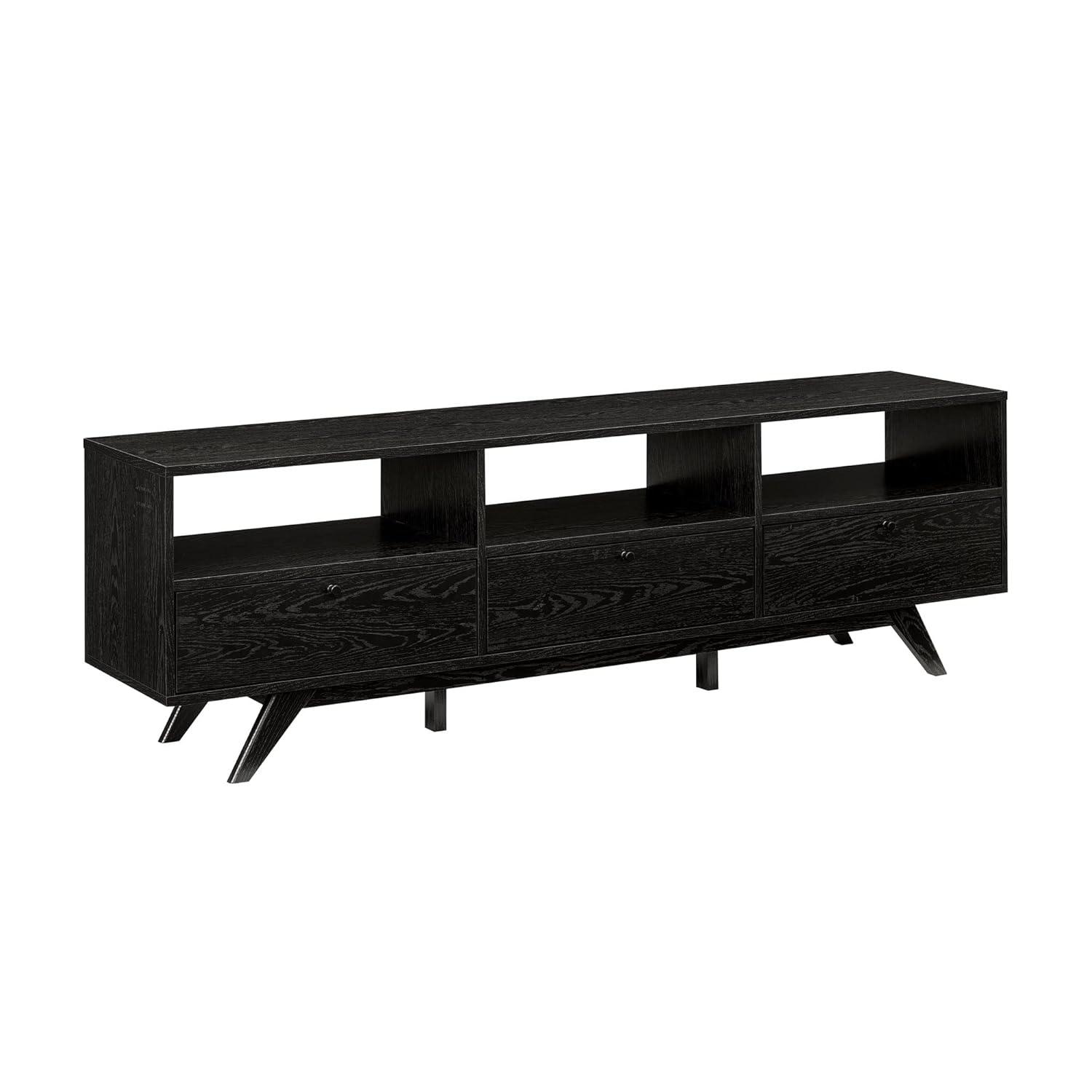 Walker Edison Mid-Century Modern Storage TV Stand for TVs up to 80”, Black