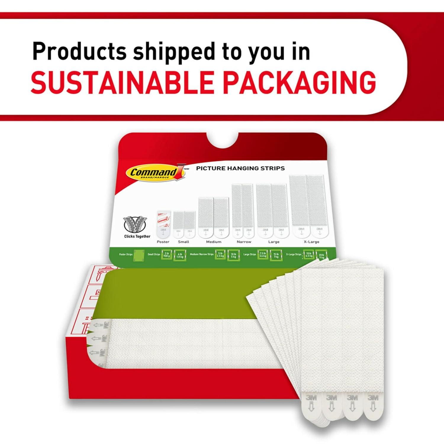 Command Narrow Picture Hanging Strips, White, 12-Pairs, Easy to Open Packaging