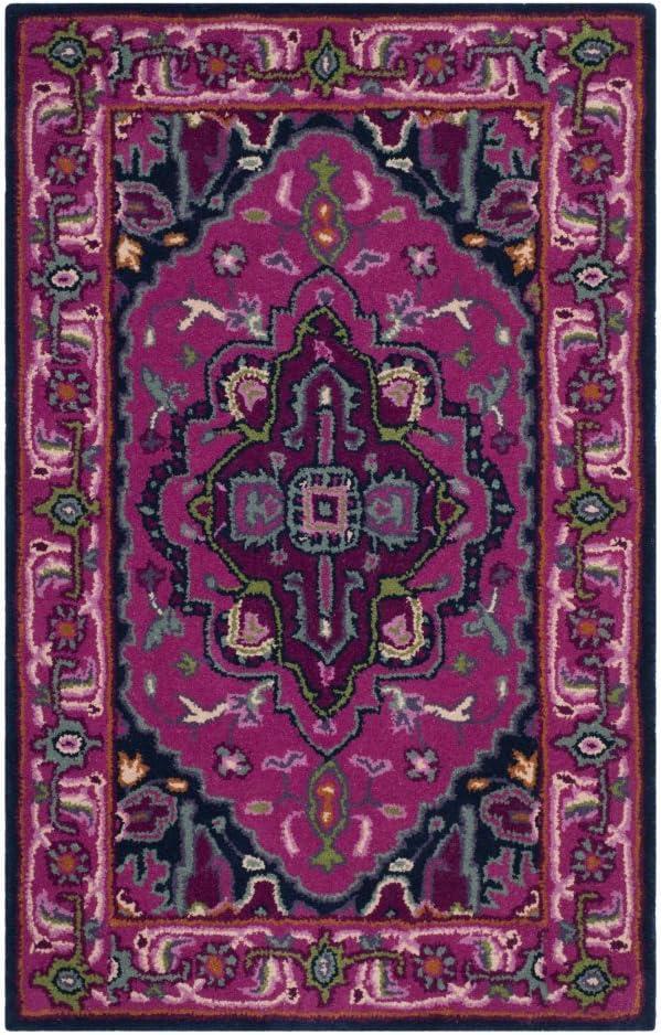 Bellagio Pink and Navy 8' x 10' Hand Tufted Wool Area Rug