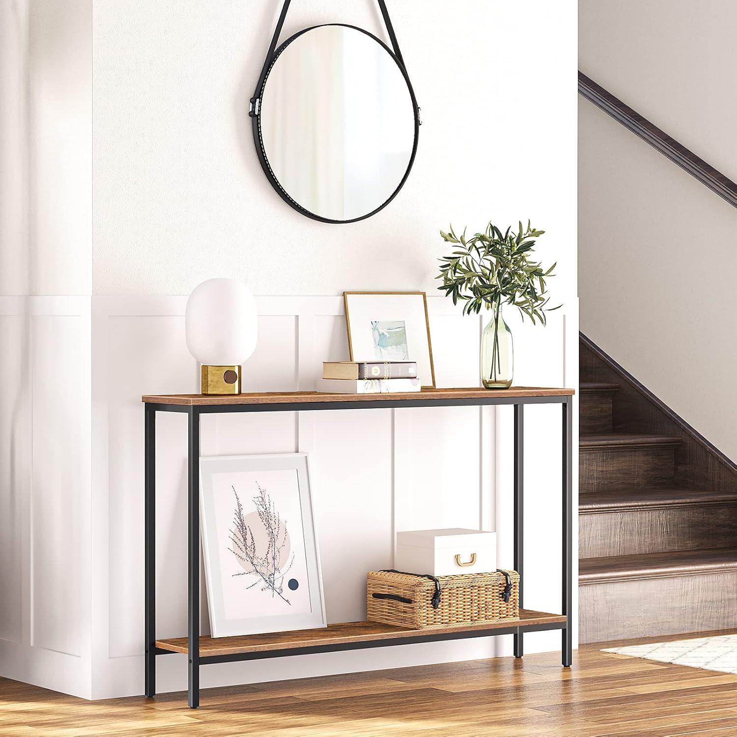 HOOBRO Console Table 47.2" Narrow Skinny Table Industrial Entryway Living Room Hallway BF20XG01G1