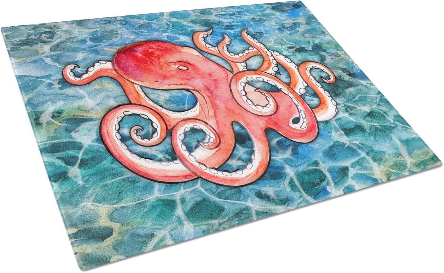 Caroline's Treasures Under Water Glass Octopus Cutting Board