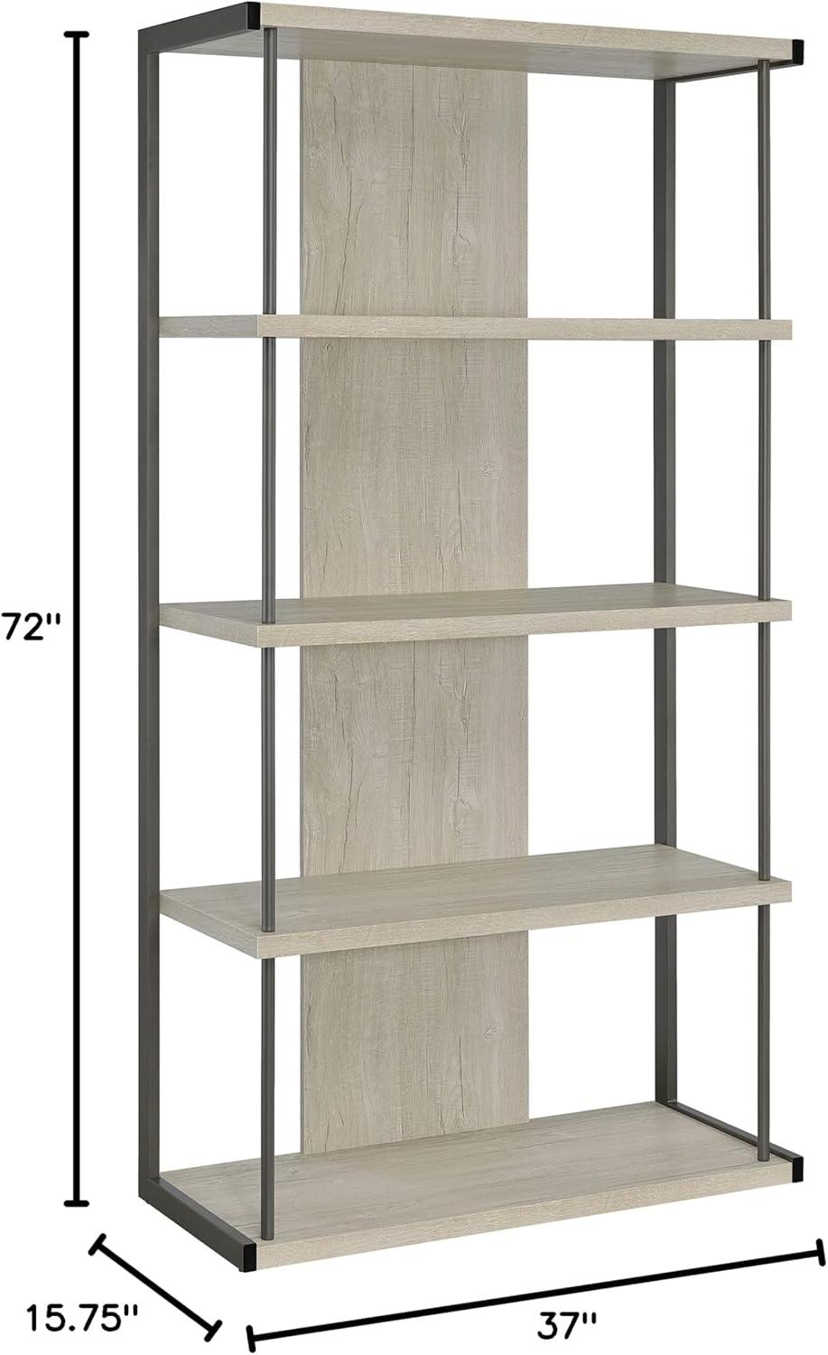 Coaster Loomis 4-shelf Modern Wood Bookcase Whitewashed Gray
