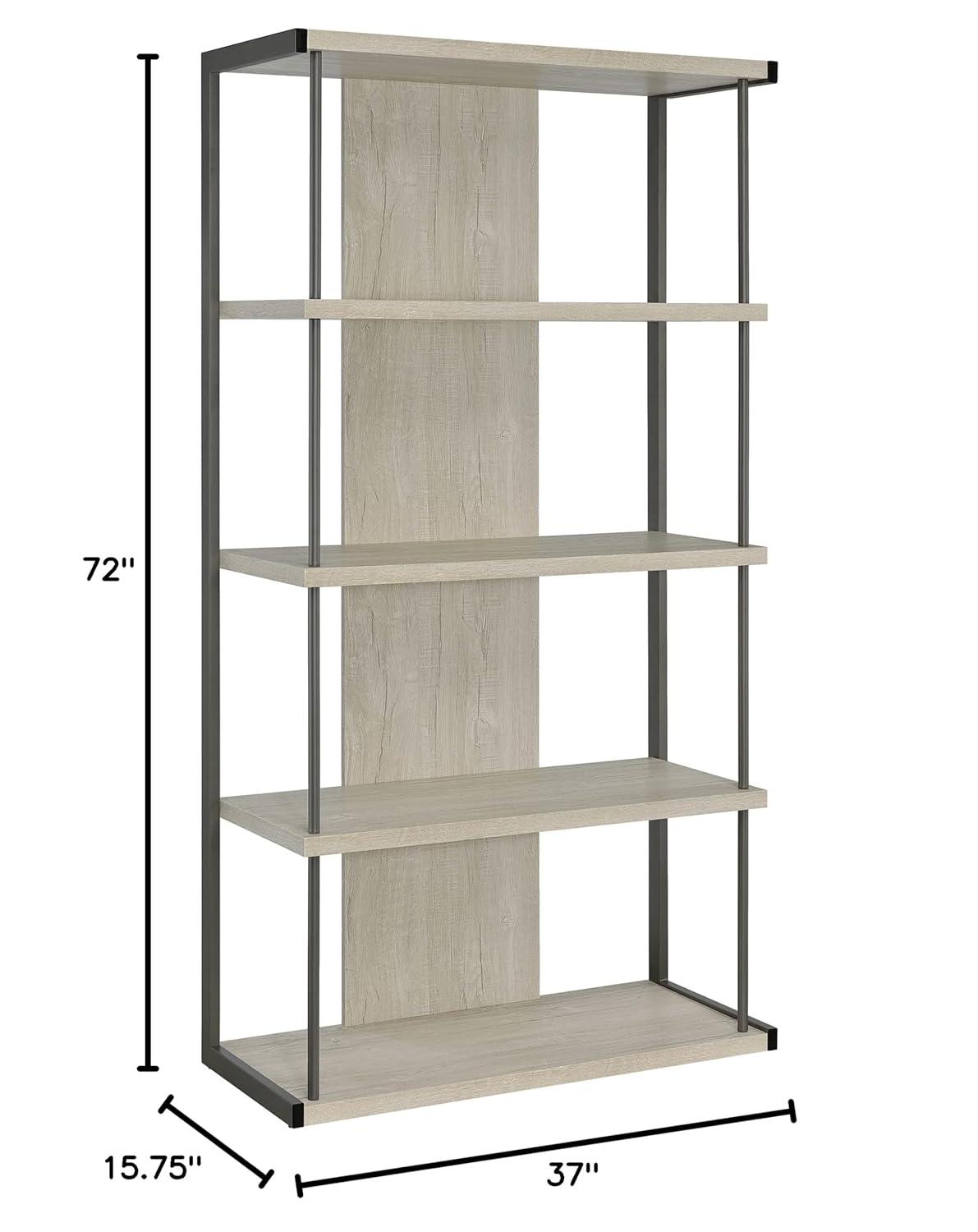 Coaster Loomis 4-shelf Modern Wood Bookcase Whitewashed Gray