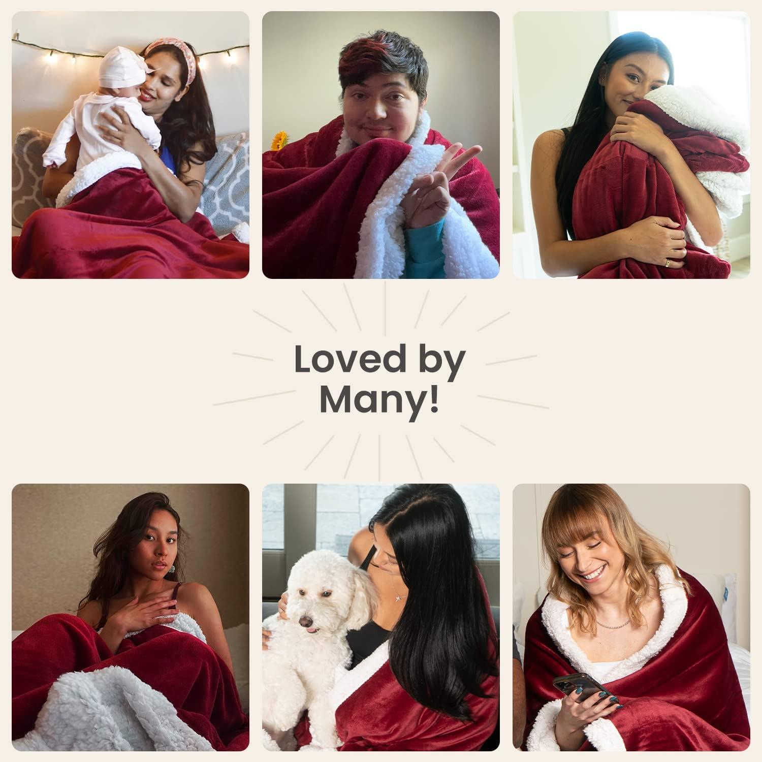 Everlasting Comfort Luxury Polyester Throw Blanket - Soft, 65”x50” (Red Wine)