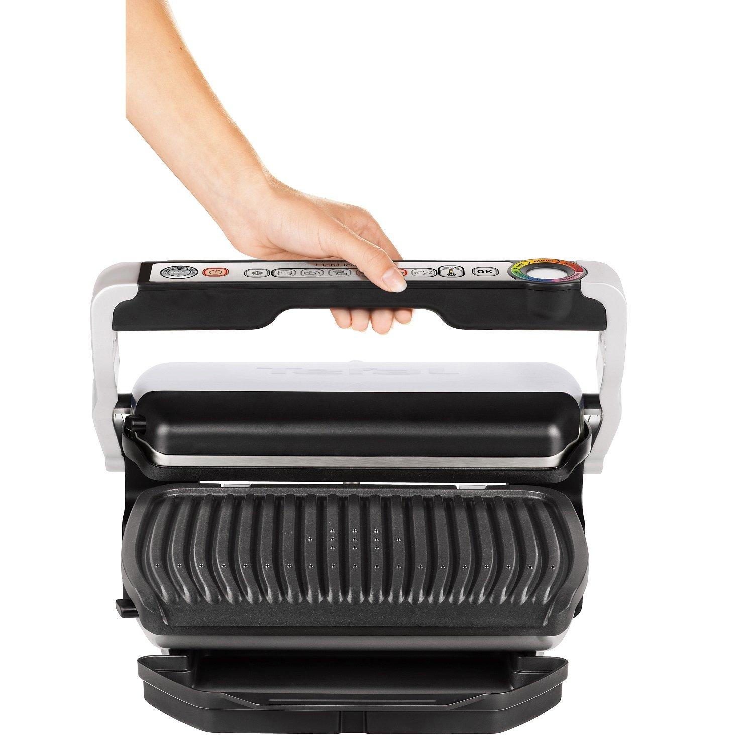 T-fal T-Fal Gc712D54 Stainless Steel Optigrill Plus Grill With Automatic Sensor Cooking Electric Grill- Blemished Packaging With 1 Year Manufacturer Warranty (Refurbished)