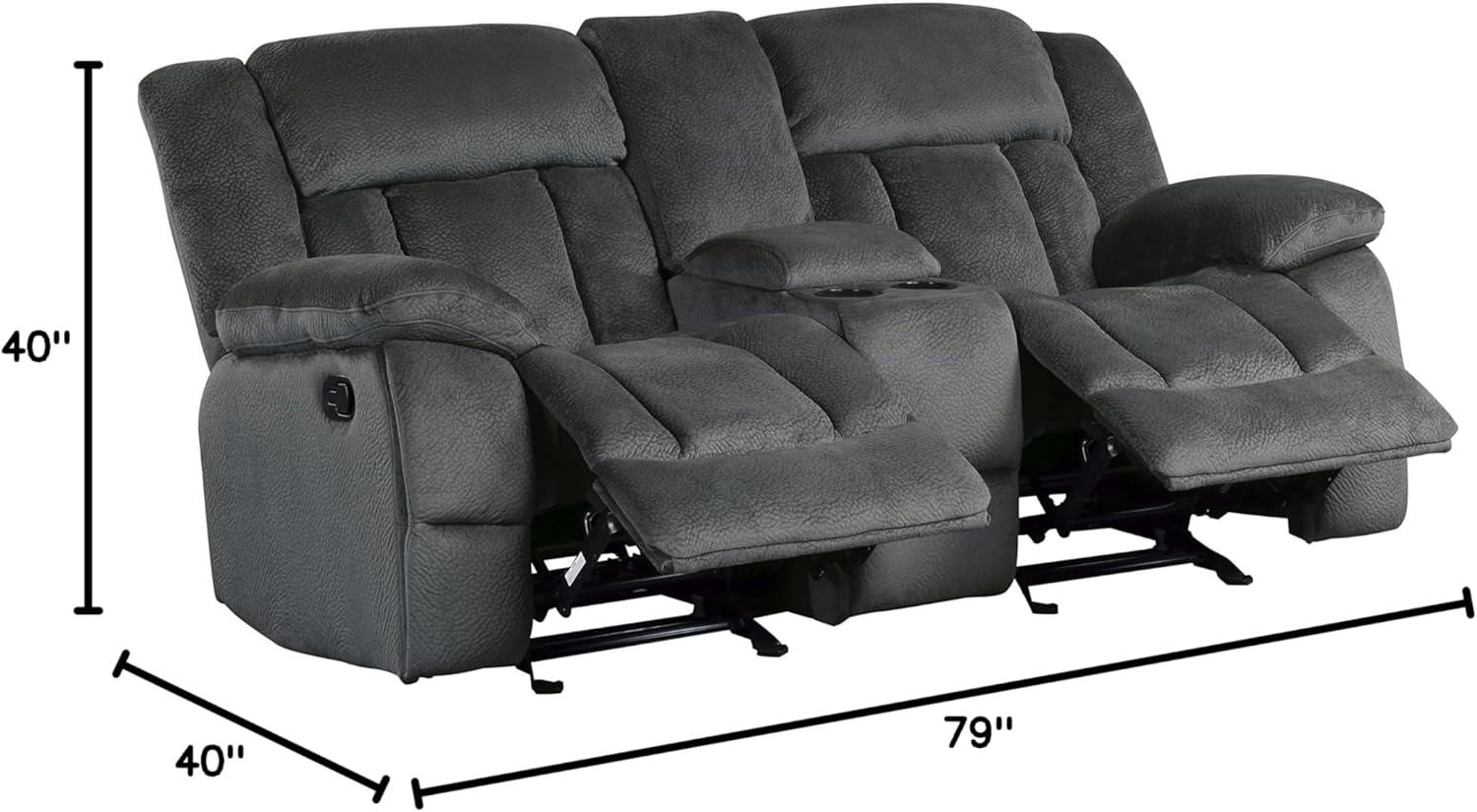 Lexicon Laurelton Microfiber Double Glider Reclining Love Seat in Charcoal