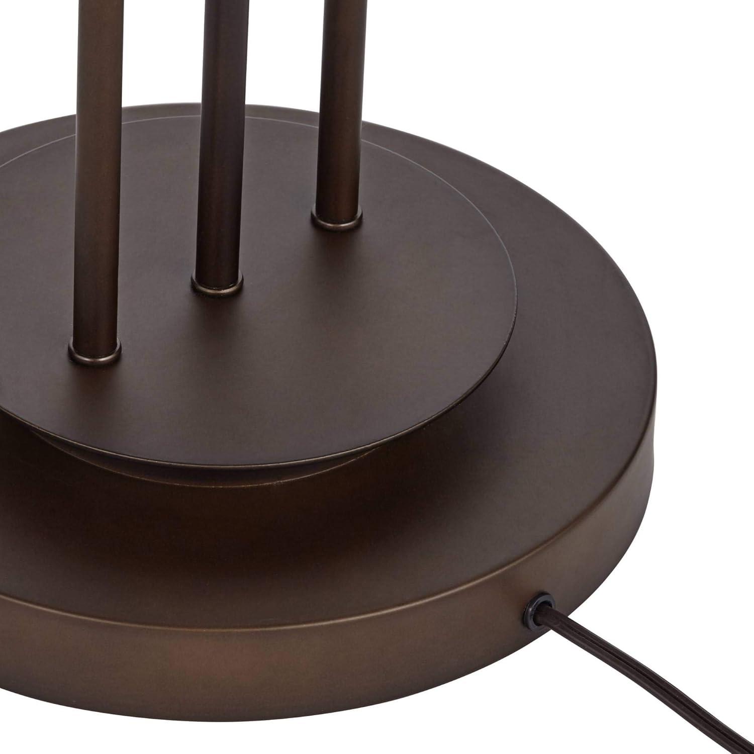 Franklin Iron Works Marlowe Rustic Farmhouse Floor Lamp 60 1/2" Tall Bronze Metal Oster Woven Burlap Fabric Inner Drum Shade for Living Room Bedroom