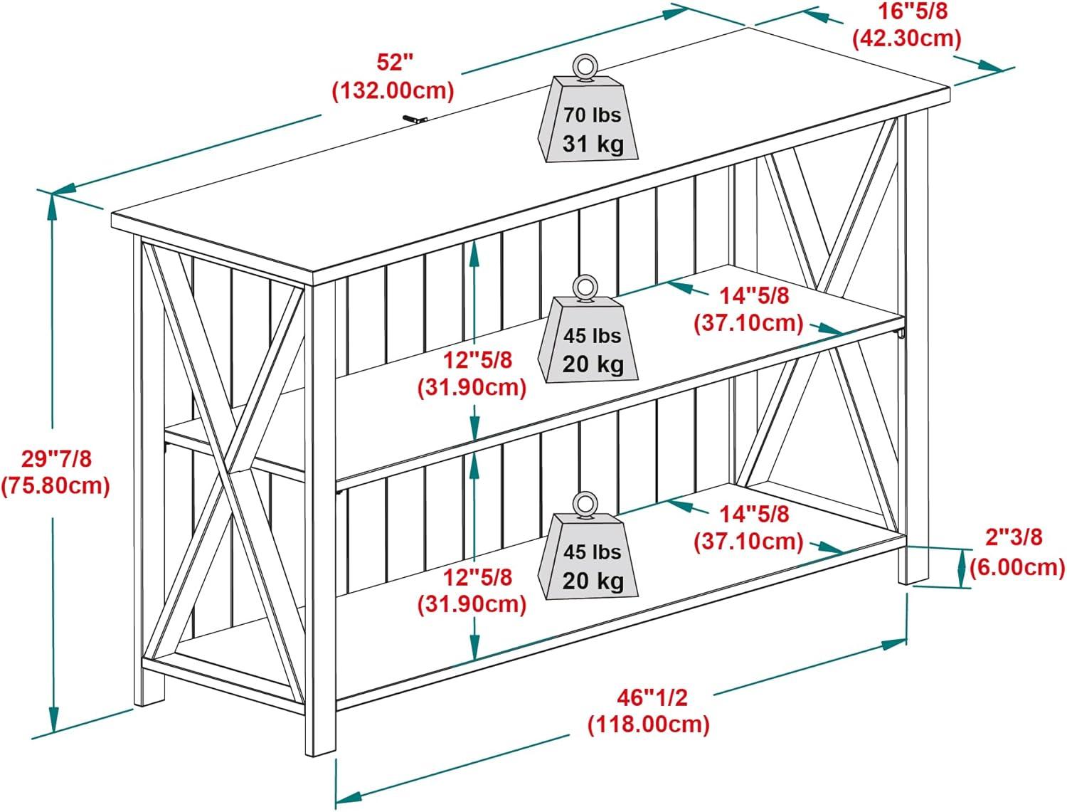 Walker Edison 52" Black and Barnwood Solid Wood Farmhouse Sideboard