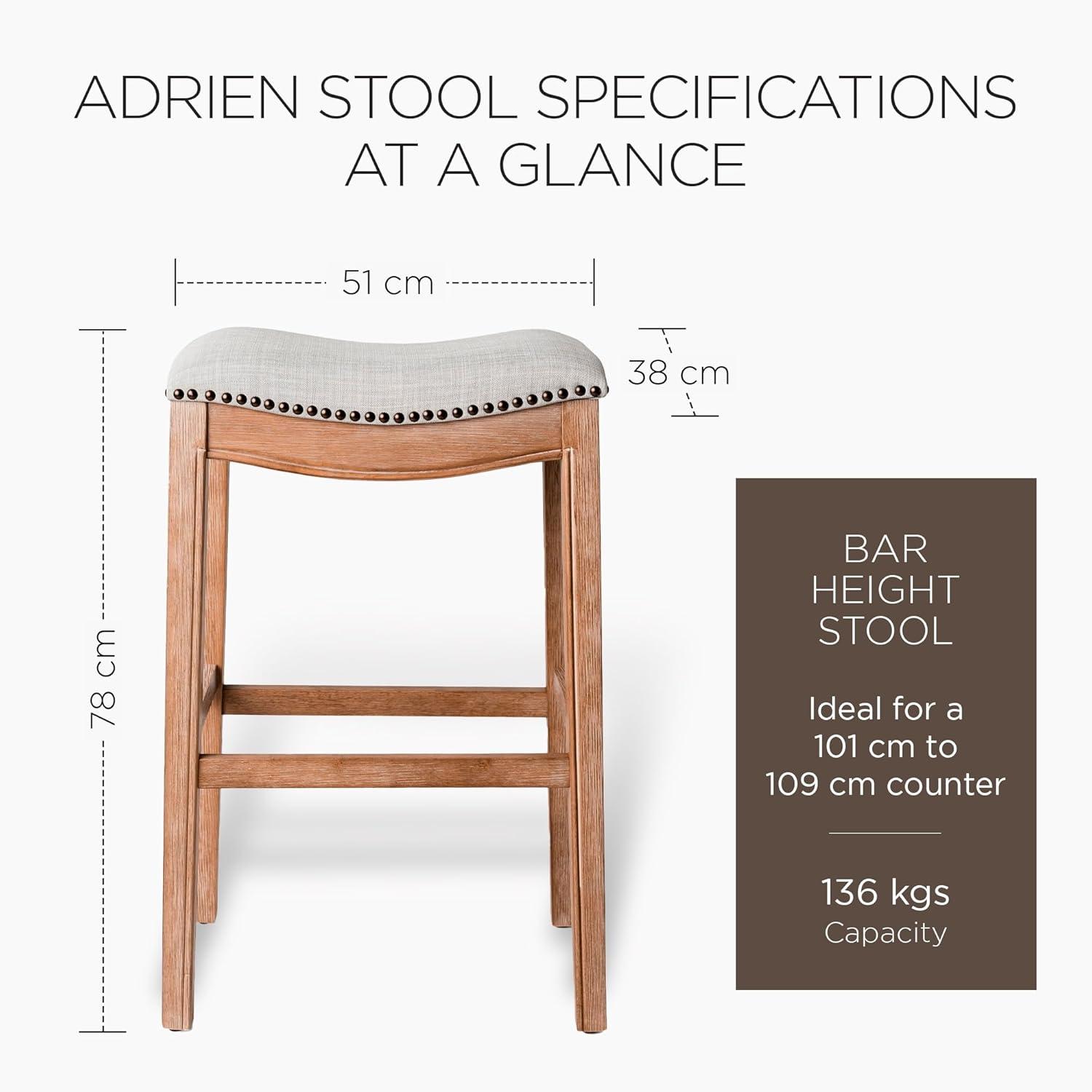 Maven Lane Maven Lane Adrien Saddle Bar Stool In Aged Black Finish 31" With Snow White Fabric Upholstery