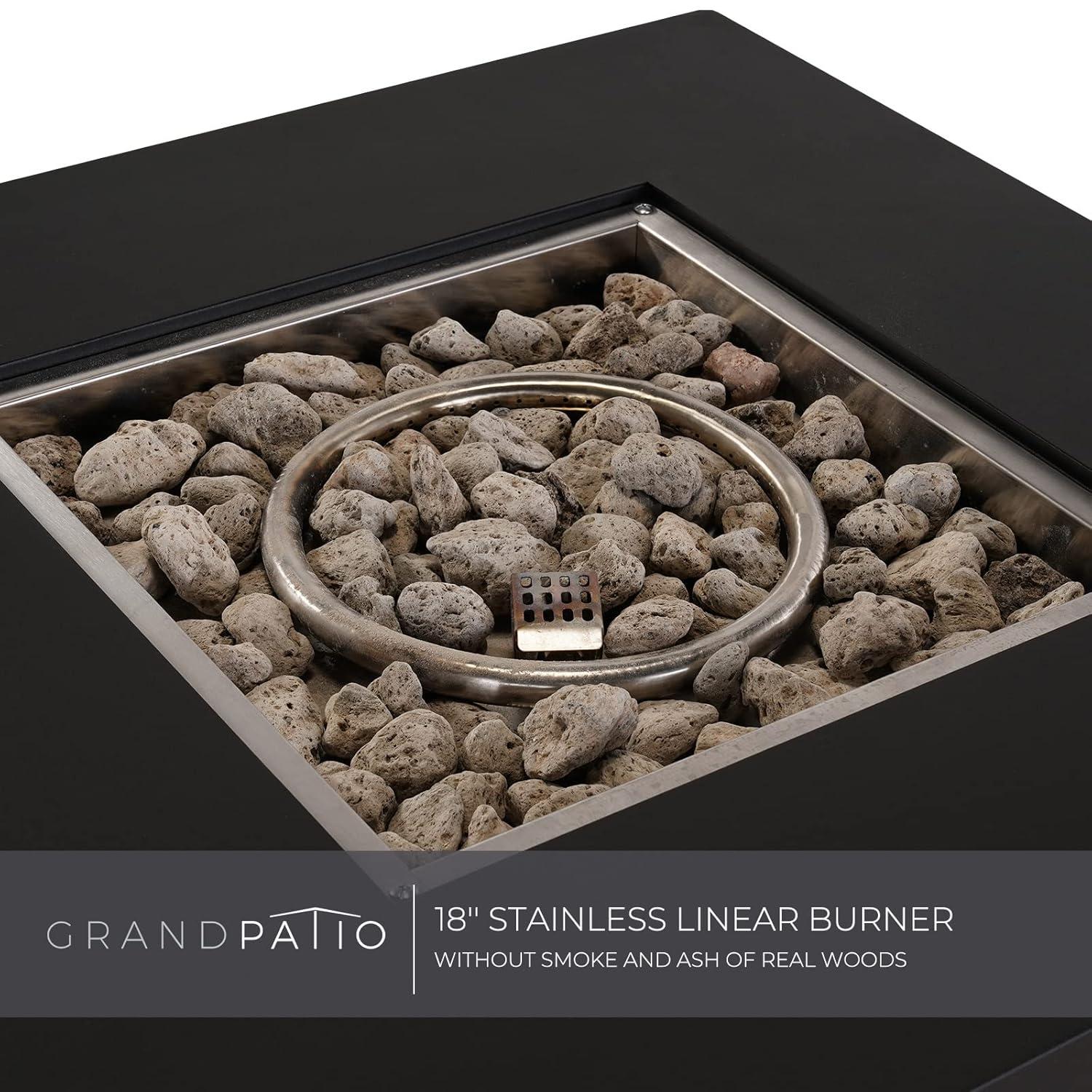 30" Outdoor Propane Gas Fire Pit Table Square Fire Table for Garden/Patio/Party