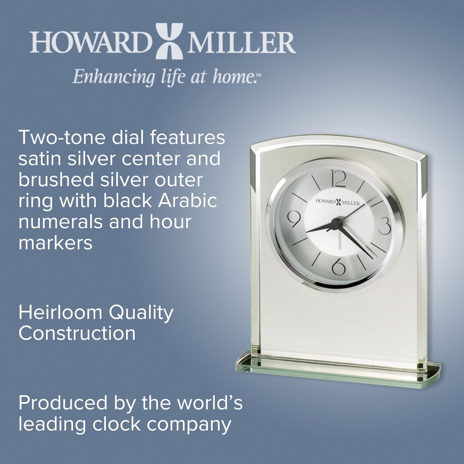 Silver Frosted Glass Quartz Table Clock with Alarm