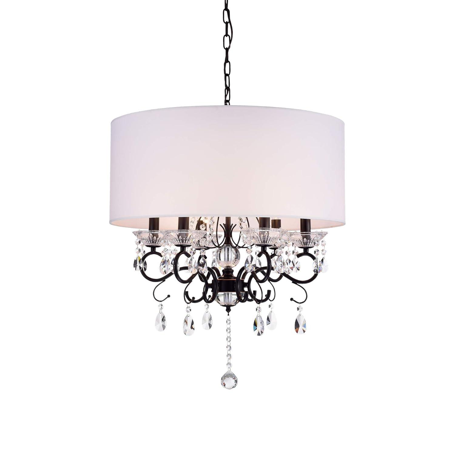 Warehouse of Tiffany RL9270ORB Ninian 25 in. 6-Light Indoor Chrome Finish Chandelier with Light Kit