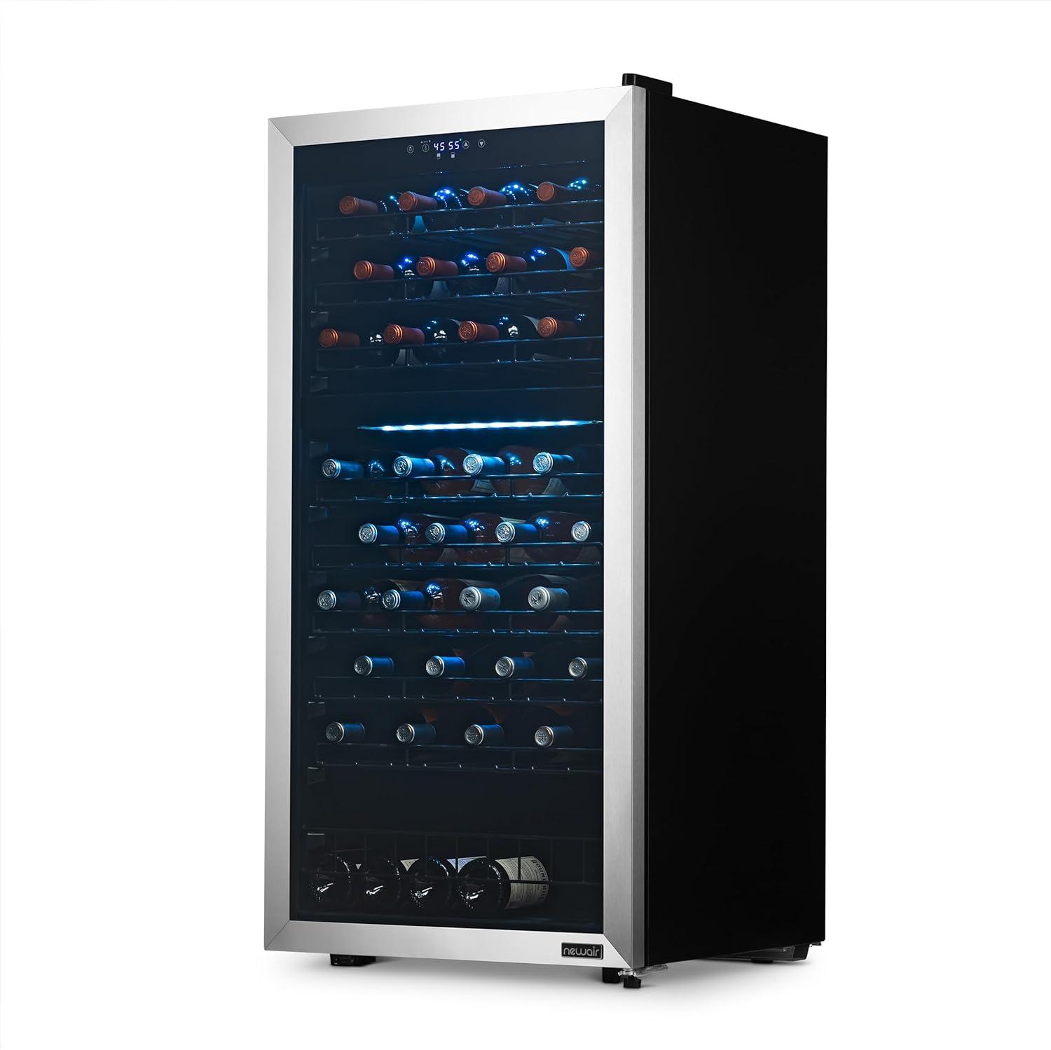 Newair 76 Bottle Dual Zone Freestanding Wine Refrigerator in Stainless Steel