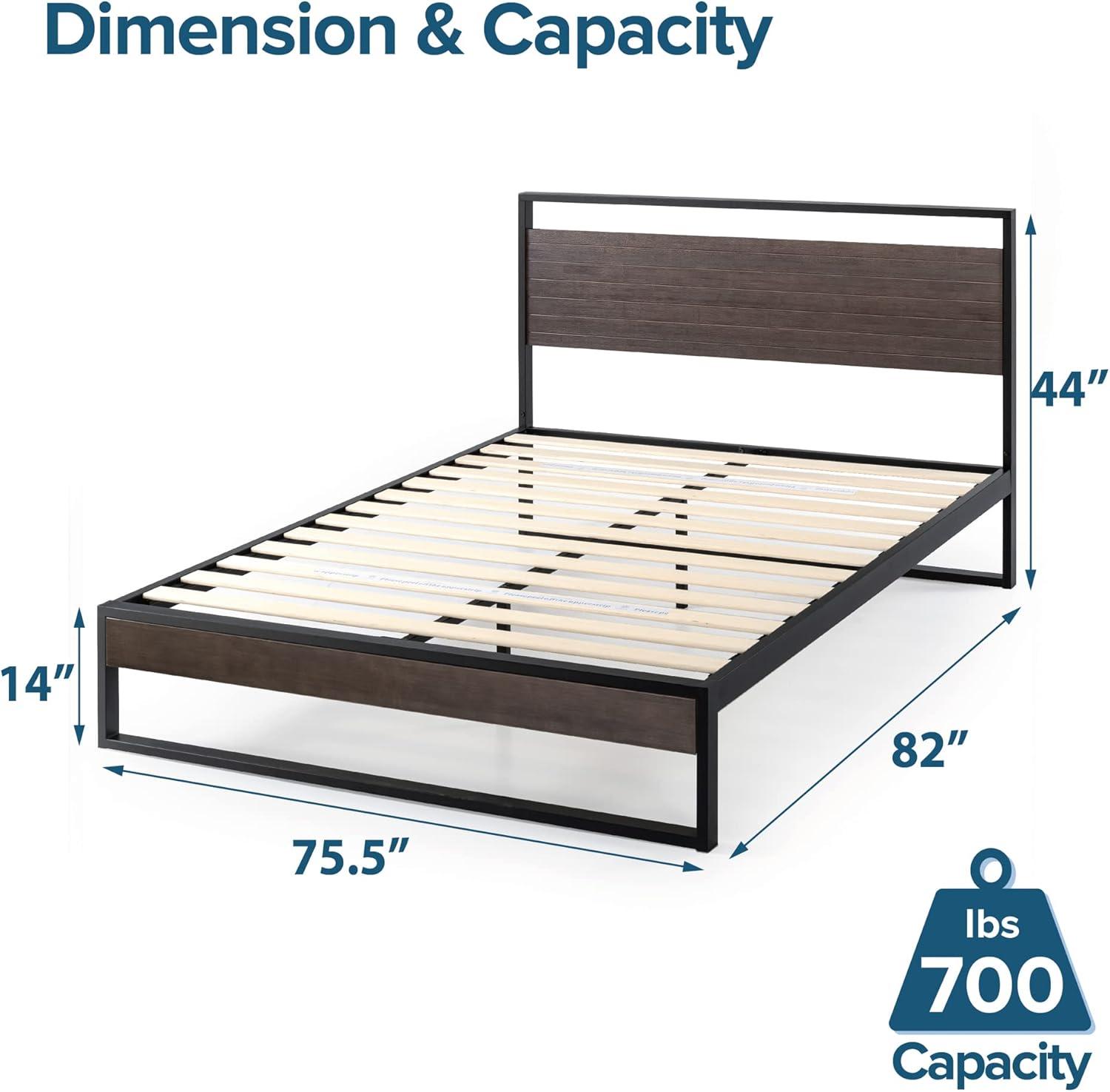 Suzanne Bamboo and Metal Platform Bed Frame with Headboard - Zinus