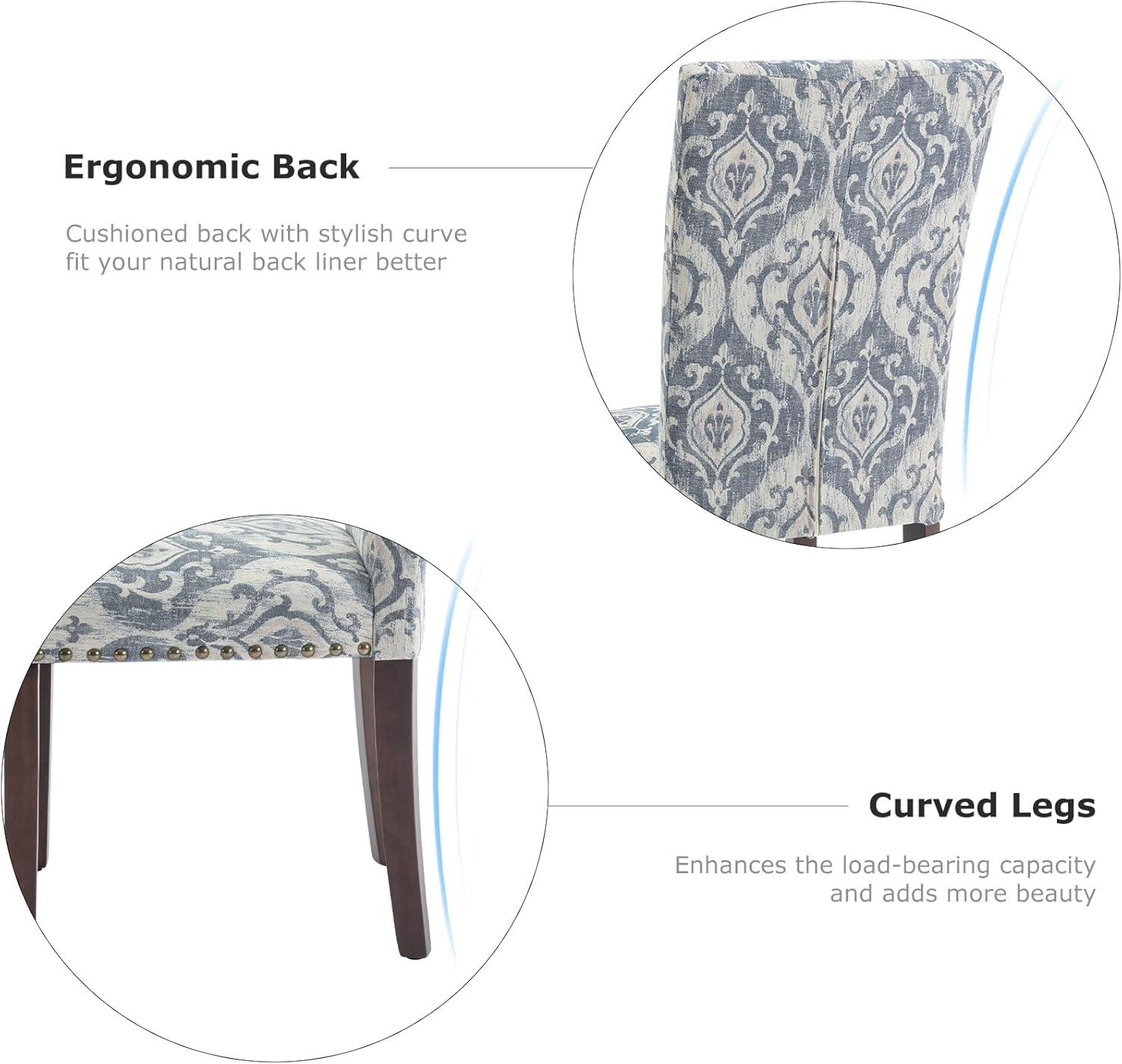 COLAMY Upholstered Parsons Dining Chairs Set of 4, Fabric Dining Room Kitchen Side Chair with Nailhead Trim and Wood Legs - Dark Grey