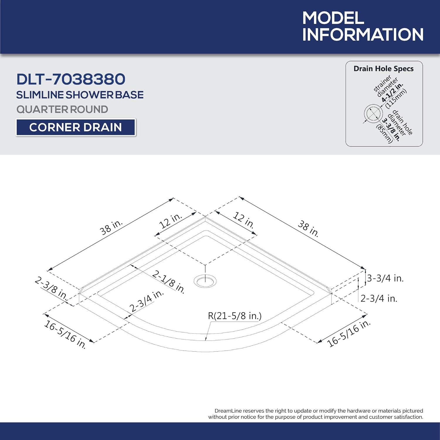 Prime 38" W x 38" D x 74.75" H Semi-Frameless Round Shower Enclosure with Base Included