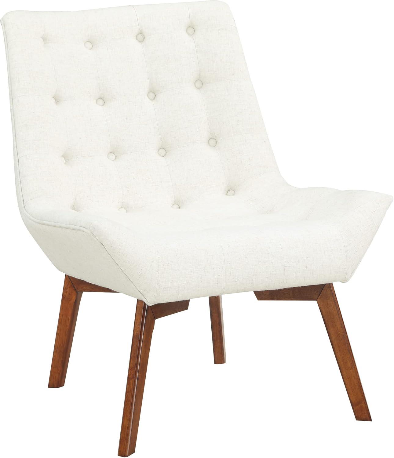 OSP Home Furnishings Shelly Tufted Chair in Linen Fabric with Coffee Legs K/D