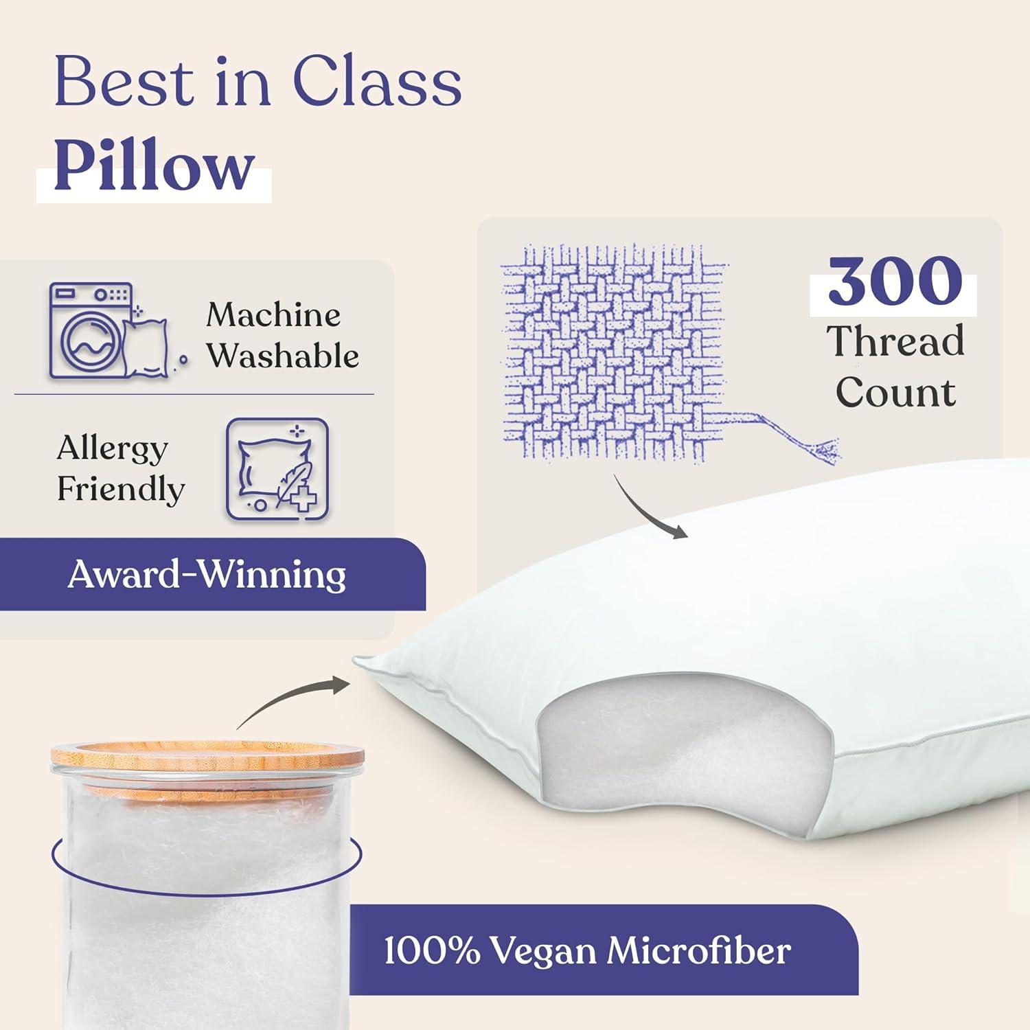 FluffCo Down & Feather Pillow - King - Firm - White