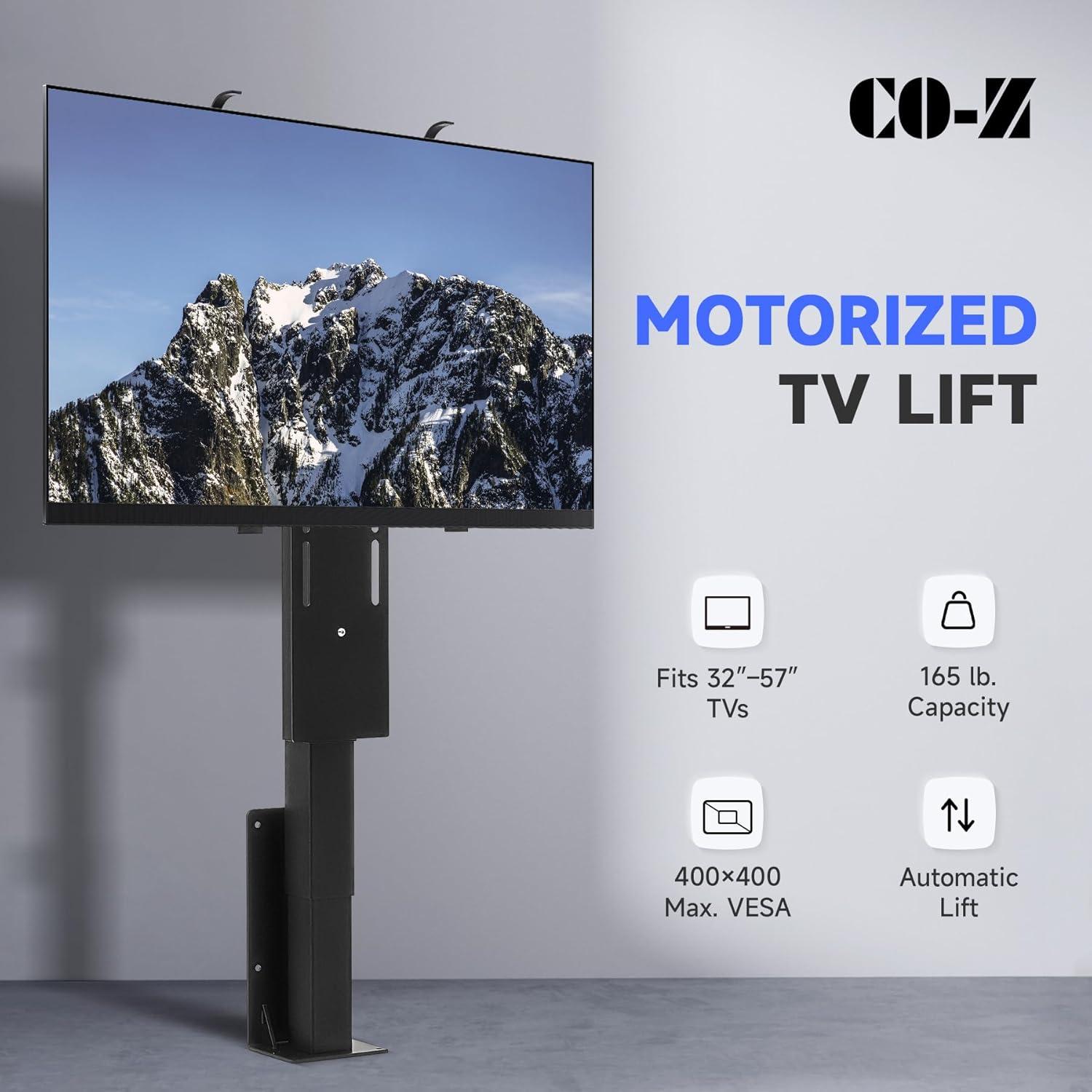 Black Motorized TV Lift for 32" to 70" TVs with Remote Control