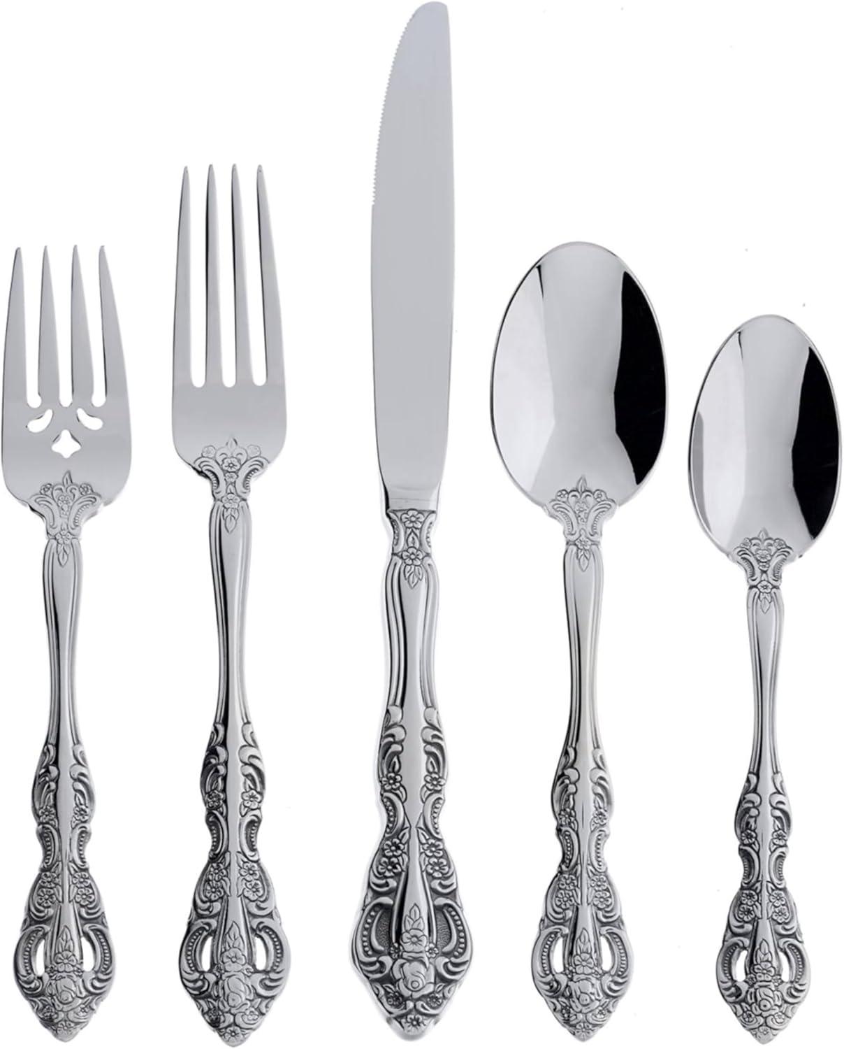 Michelangelo 20-Piece Embossed Stainless Steel Flatware Set