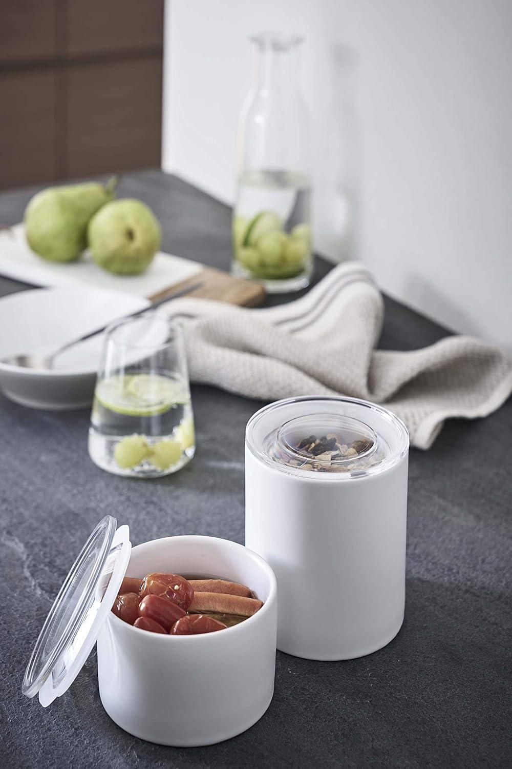 Small White Ceramic Food Storage Canister with Airtight Lid