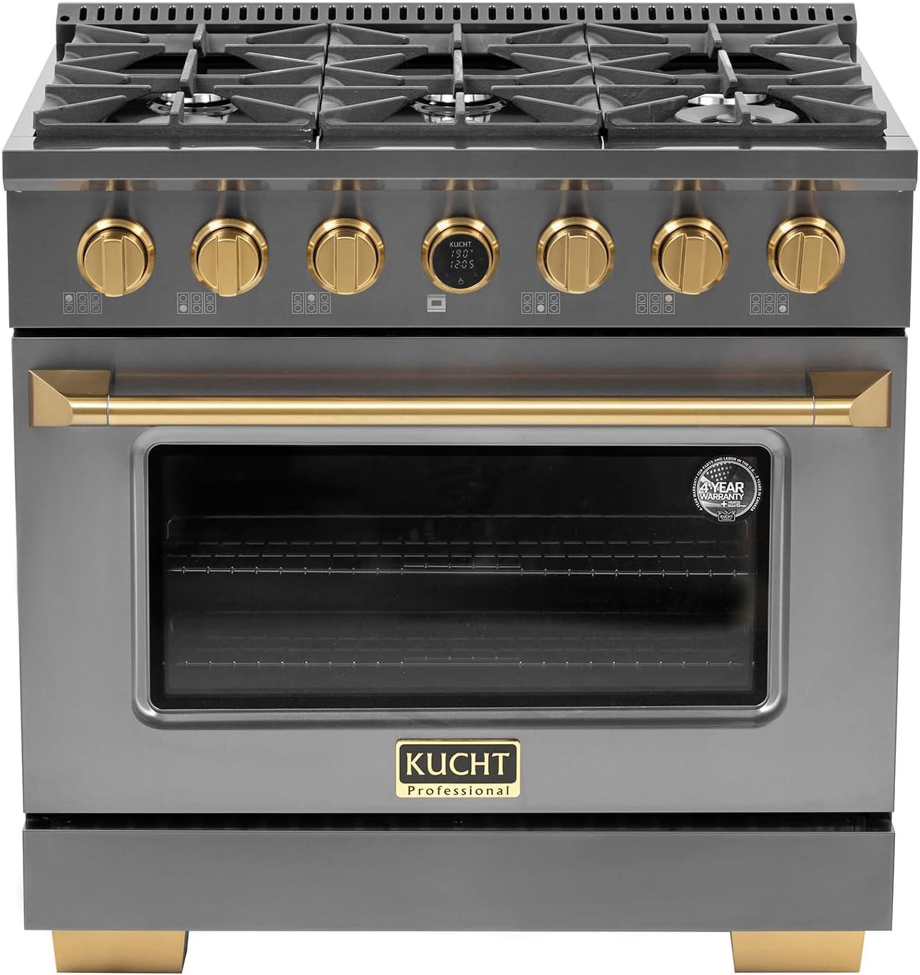 36 in. 5.2 cu. ft. Dual Fuel Range for Natural Gas in Titanium Stainless Steel.