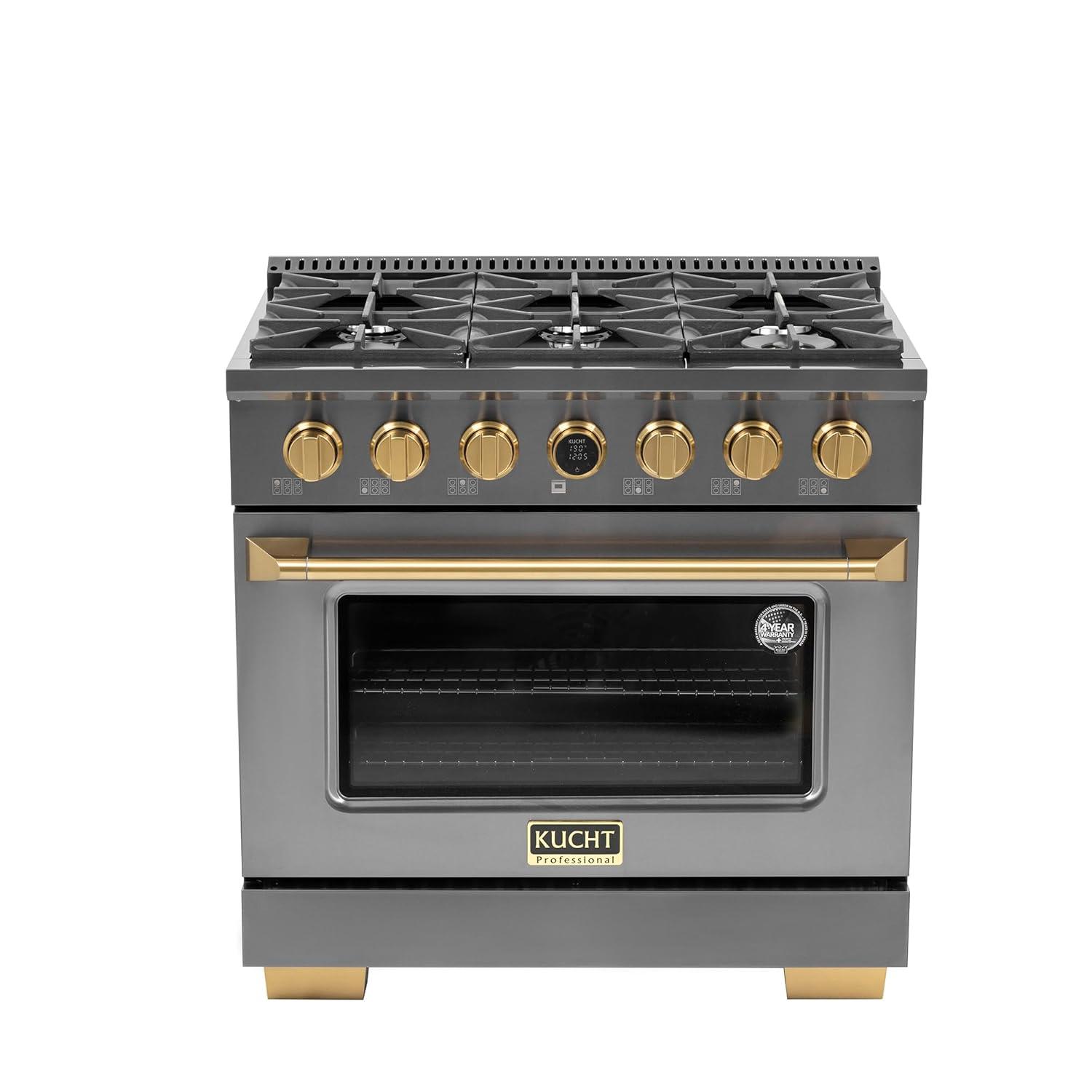 36 in. 5.2 cu. ft. Dual Fuel Range for Natural Gas in Titanium Stainless Steel.
