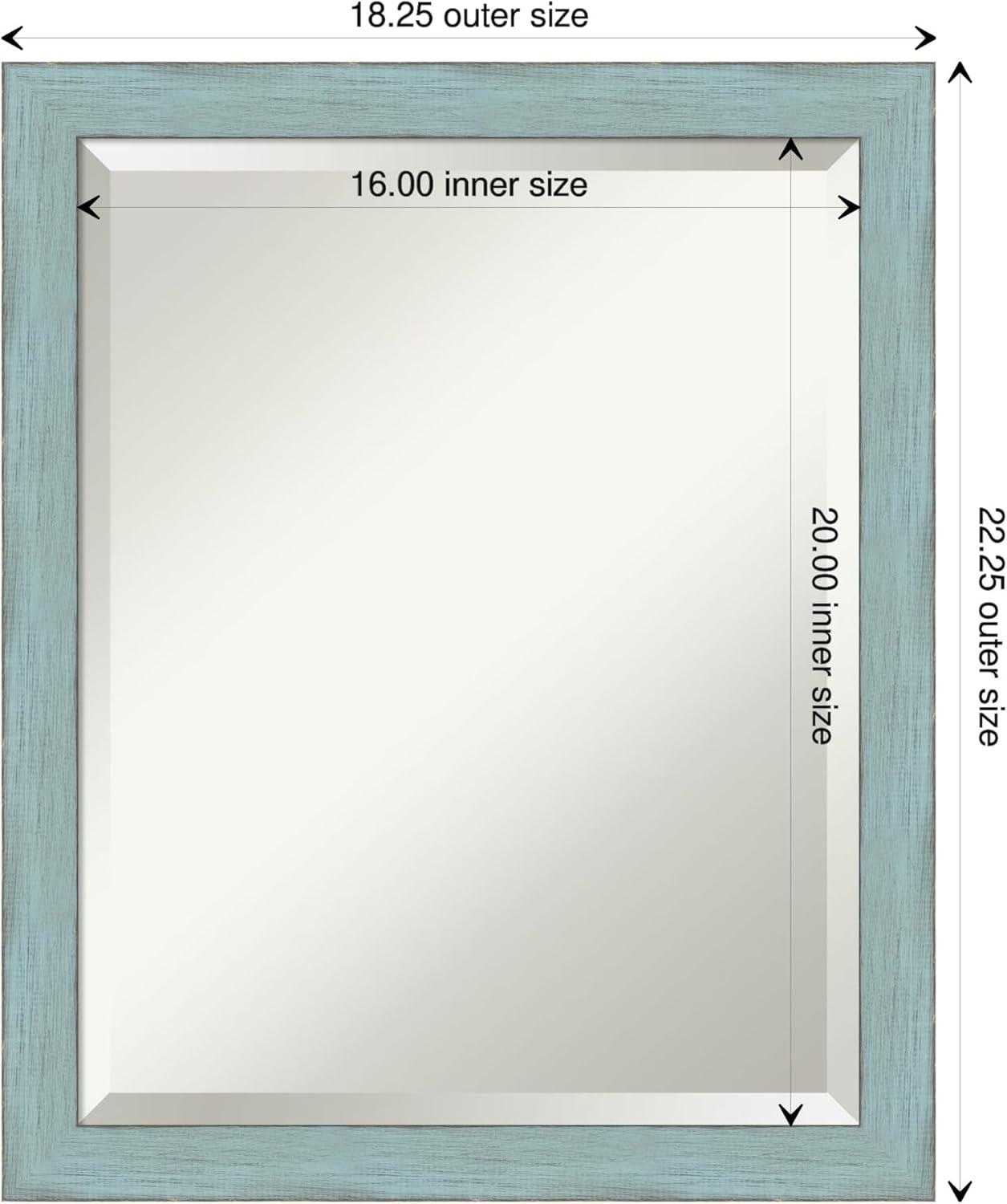 Medium Sky Blue Rustic Wood Beveled Wall Mirror