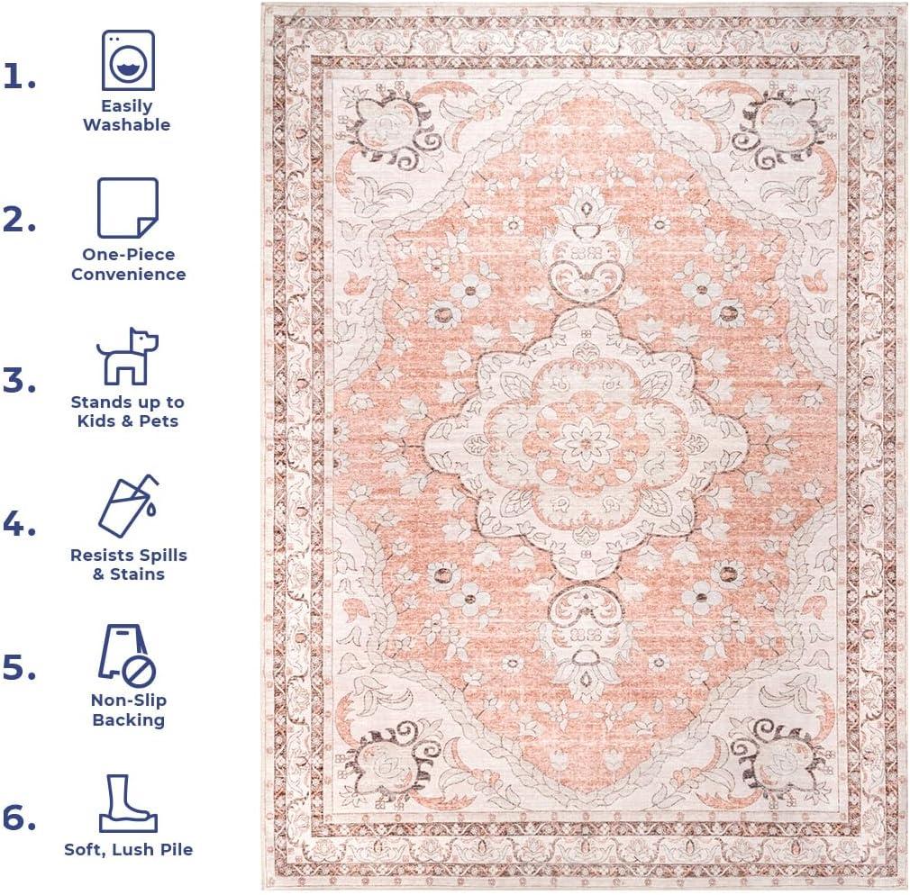 Nuloom Tracie Machine Washable Floral Medallion Indoor Area Rug