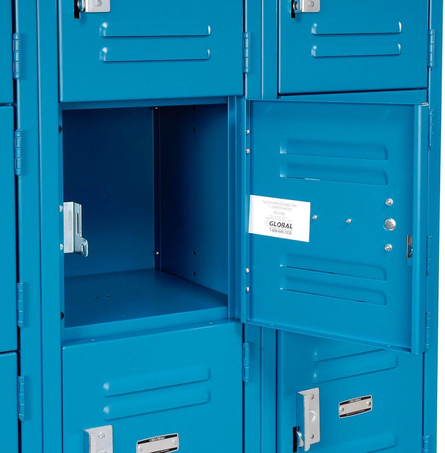 Global Industrial  12 x 15 x 12 in. Six Tier Global Locker with 18 Door Ready to Assemble - Blue