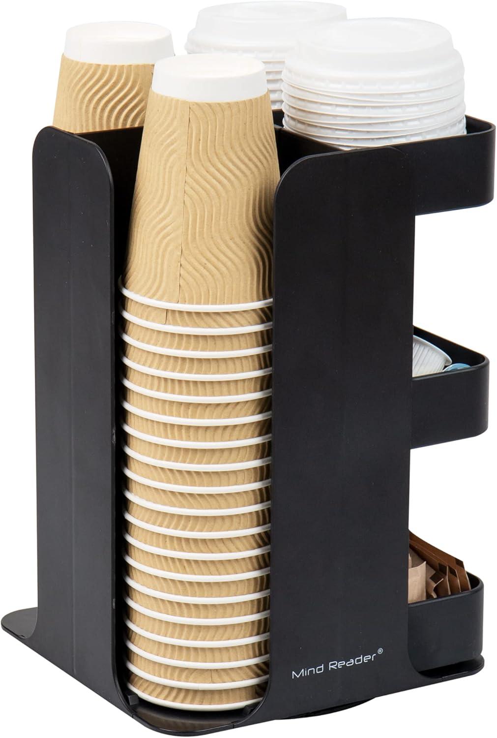 Mind Reader Mind Reader Cup Condiment Carousel, Countertop Organizer, Coffee Bar Accessories, Kitchen, Stirrers, 8"L x 8"W x 12"H