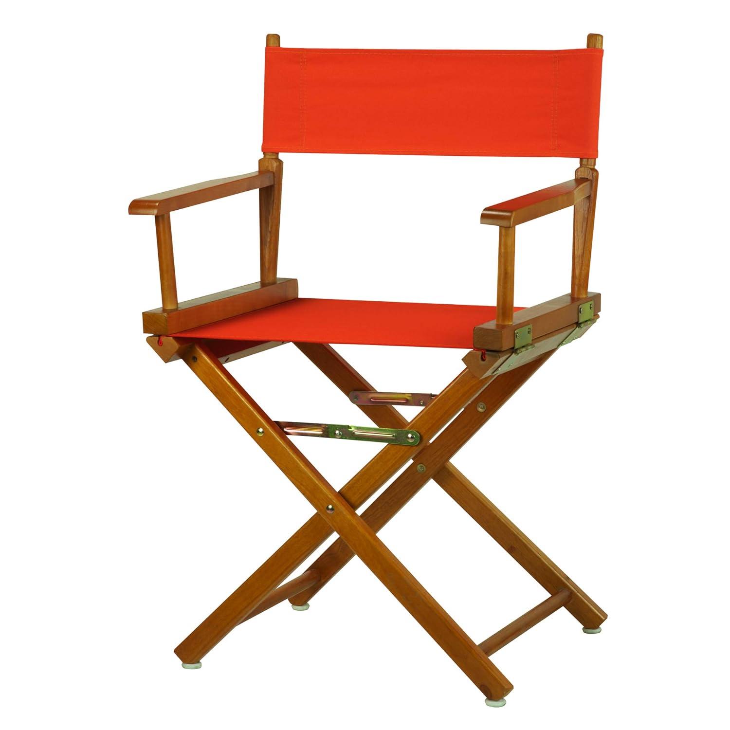"18" Director's Chair Honey Oak Frame-Orange Canvas"