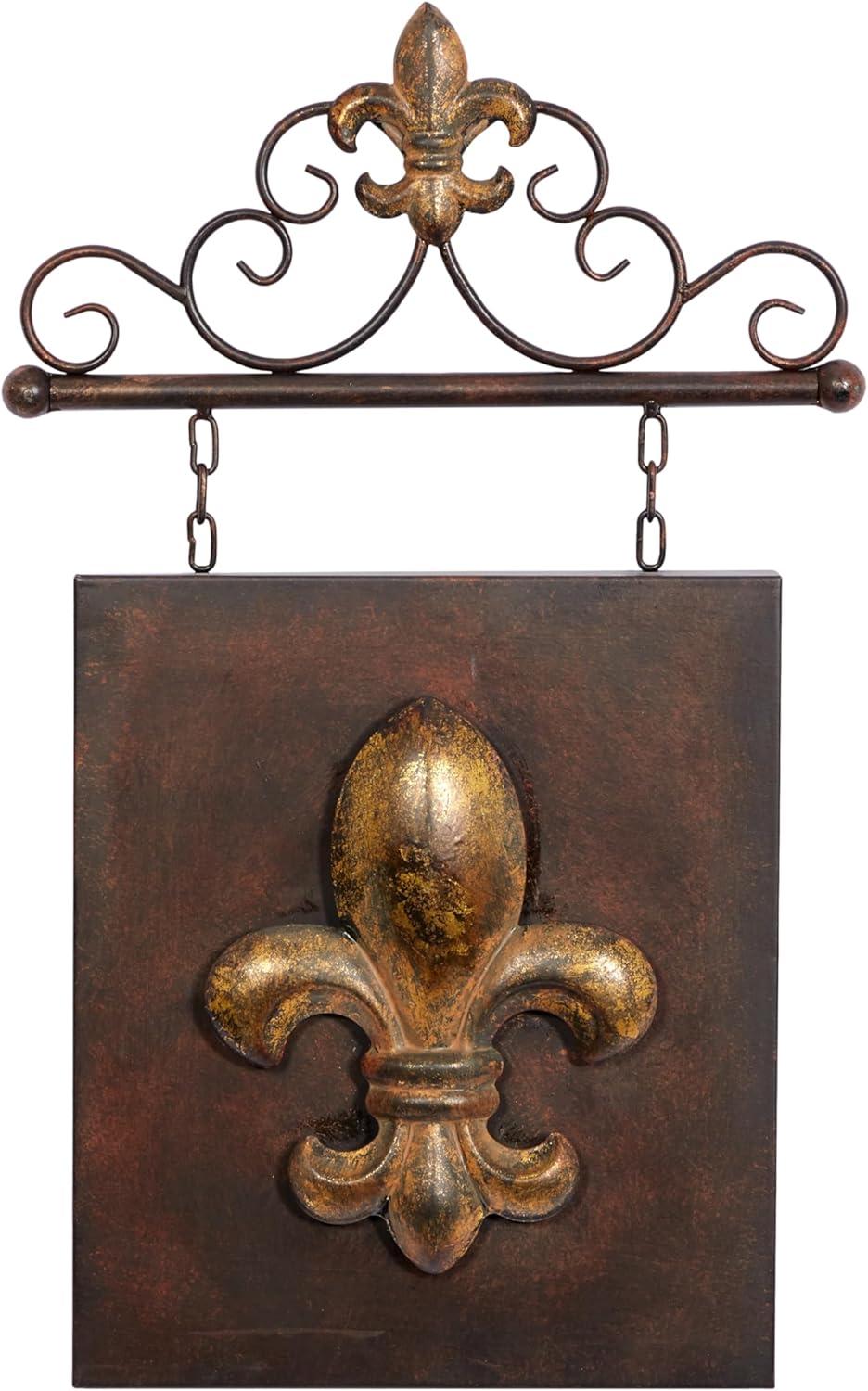 Elegant Fleur di Lis 23" Metal Arch Wall Sculpture Decor