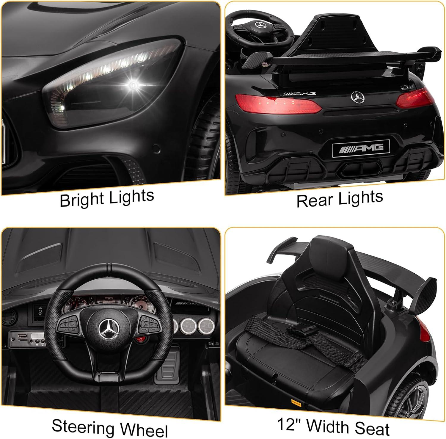 Black 12V Mercedes-Benz AMG GTR Kids Ride-On Car