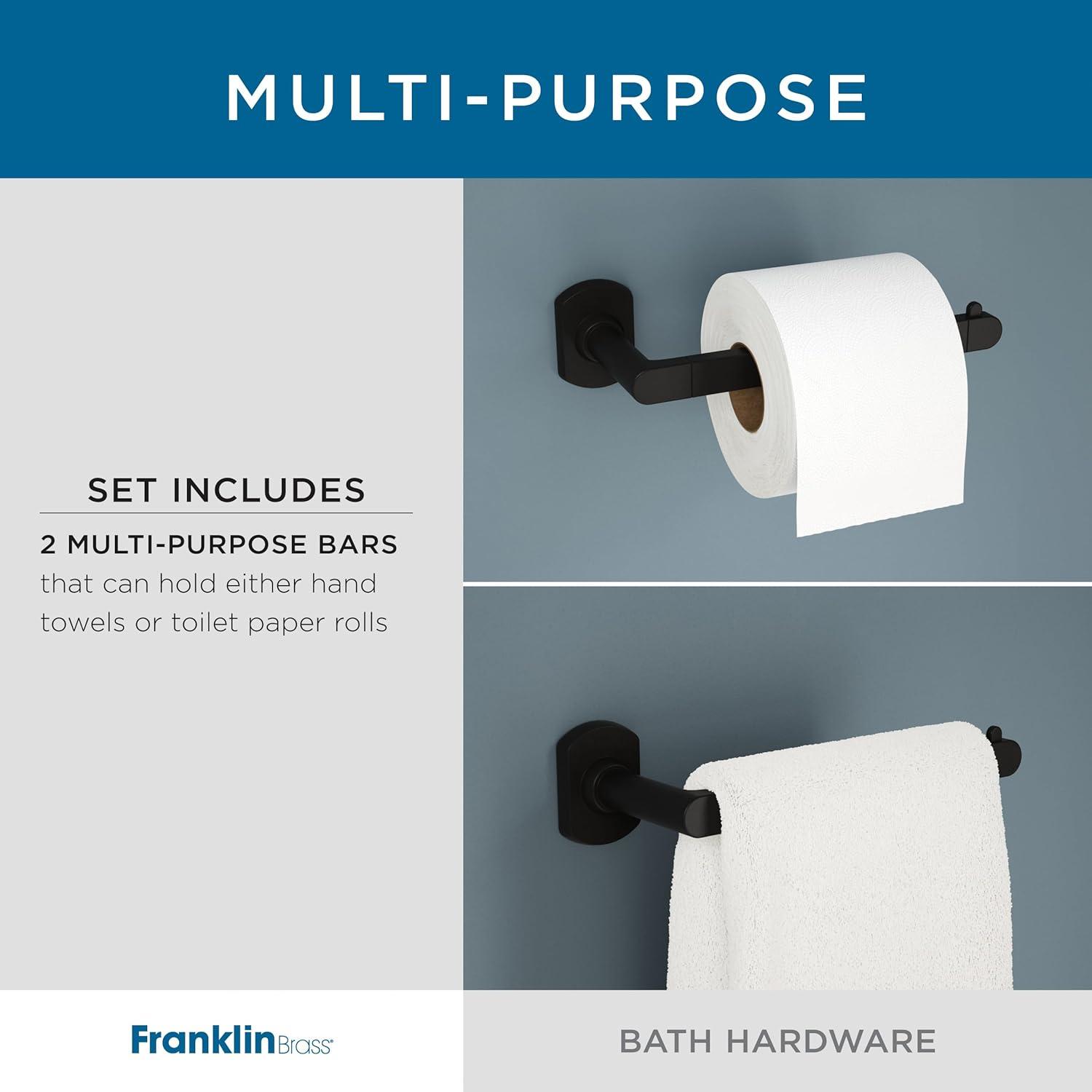 Franklin Brass Nash 4-Piece Bath Hardware Set 18" Towel Bar w/ Extender Toilet Paper Holder Towel Holder Towel Hook NASH64-BN