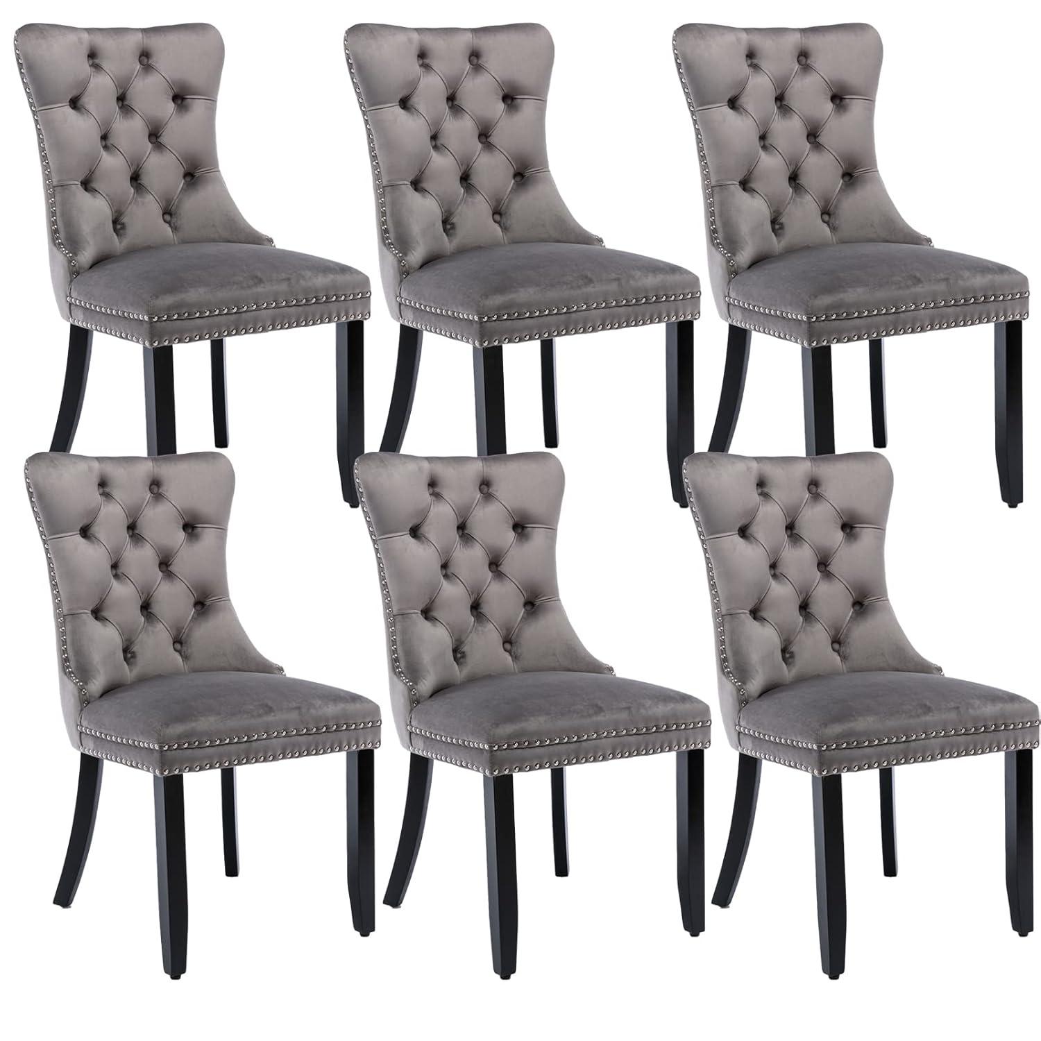 Rosdorf Park High-end Tufted Velvet Upholstered Nailhead Dining Chair