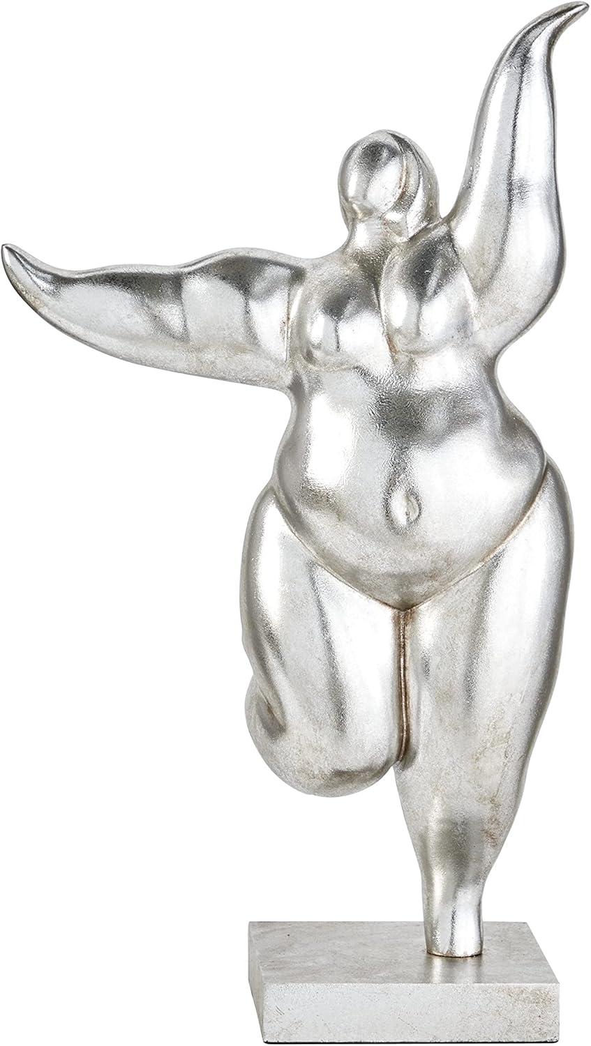 DecMode 12"W, 19"H Polystone Modern Peoples Sculpture, Silver